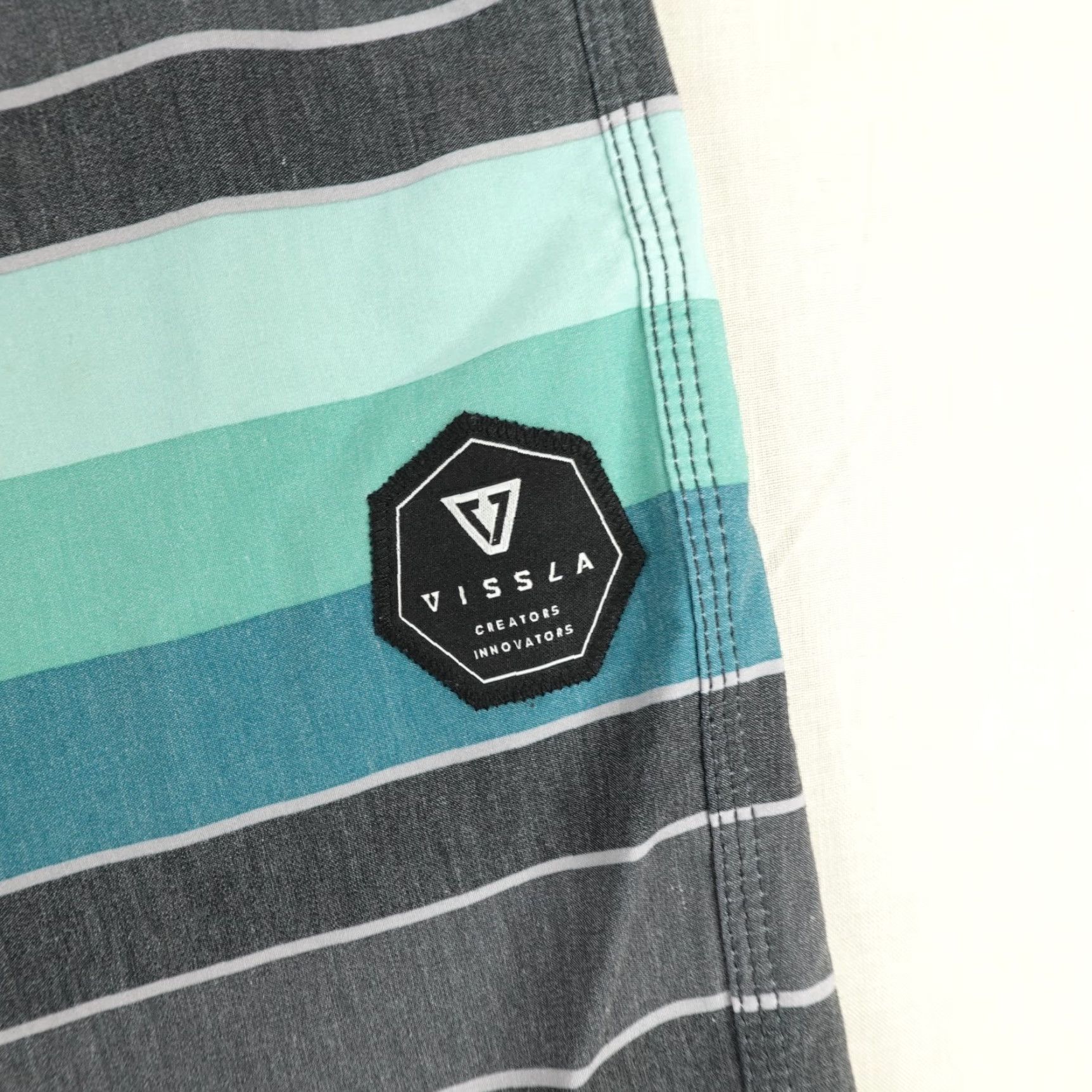 Vissla VISSLA Board Shorts Men 38 Gray Green Stripes Swim Trunks Bathing Suit Surfer Size US 38 / EU 54 - 2 Thumbnail