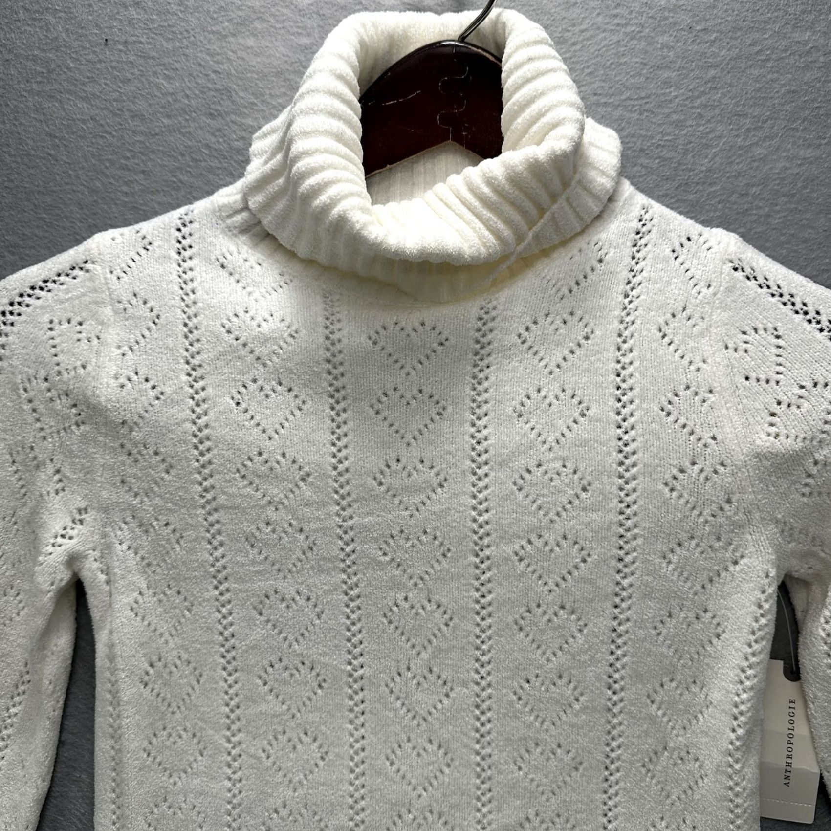 Vintage Maeve Sweater Womens XXS White Turtleneck Knit Pullover Heart Pattern Luxury Knitwear Size XXS / US 00 / IT 34 - 4 Thumbnail