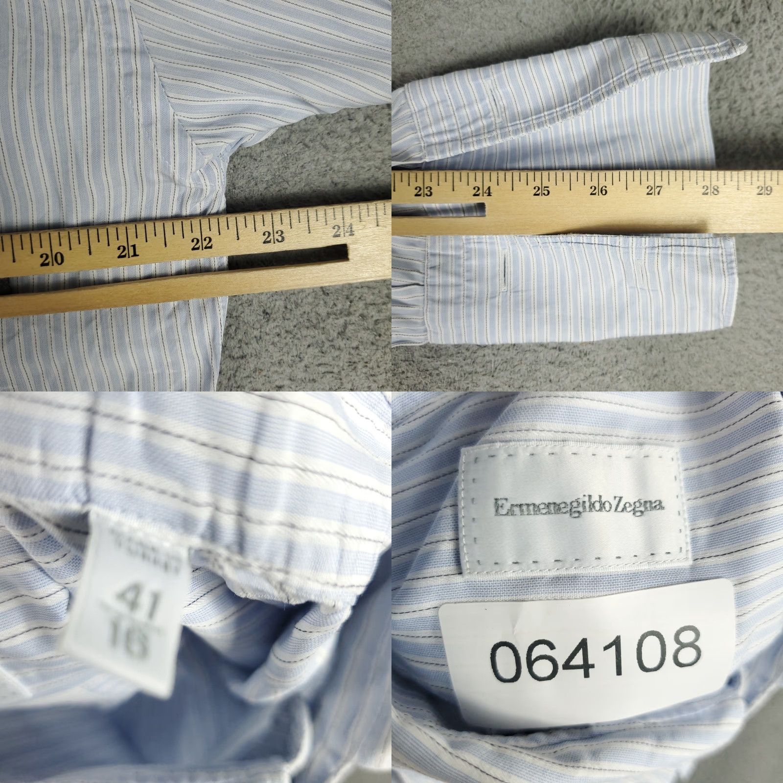 Ermenegildo Zegna VINTAGE Ermenegildo Zegna Shirt Men 16 41 Blue French Cuff Dress Button Up Long Sleeve 100% Cotton, Regular, Size 16, Blue, Classic, Mens Size 42R - 8 Thumbnail