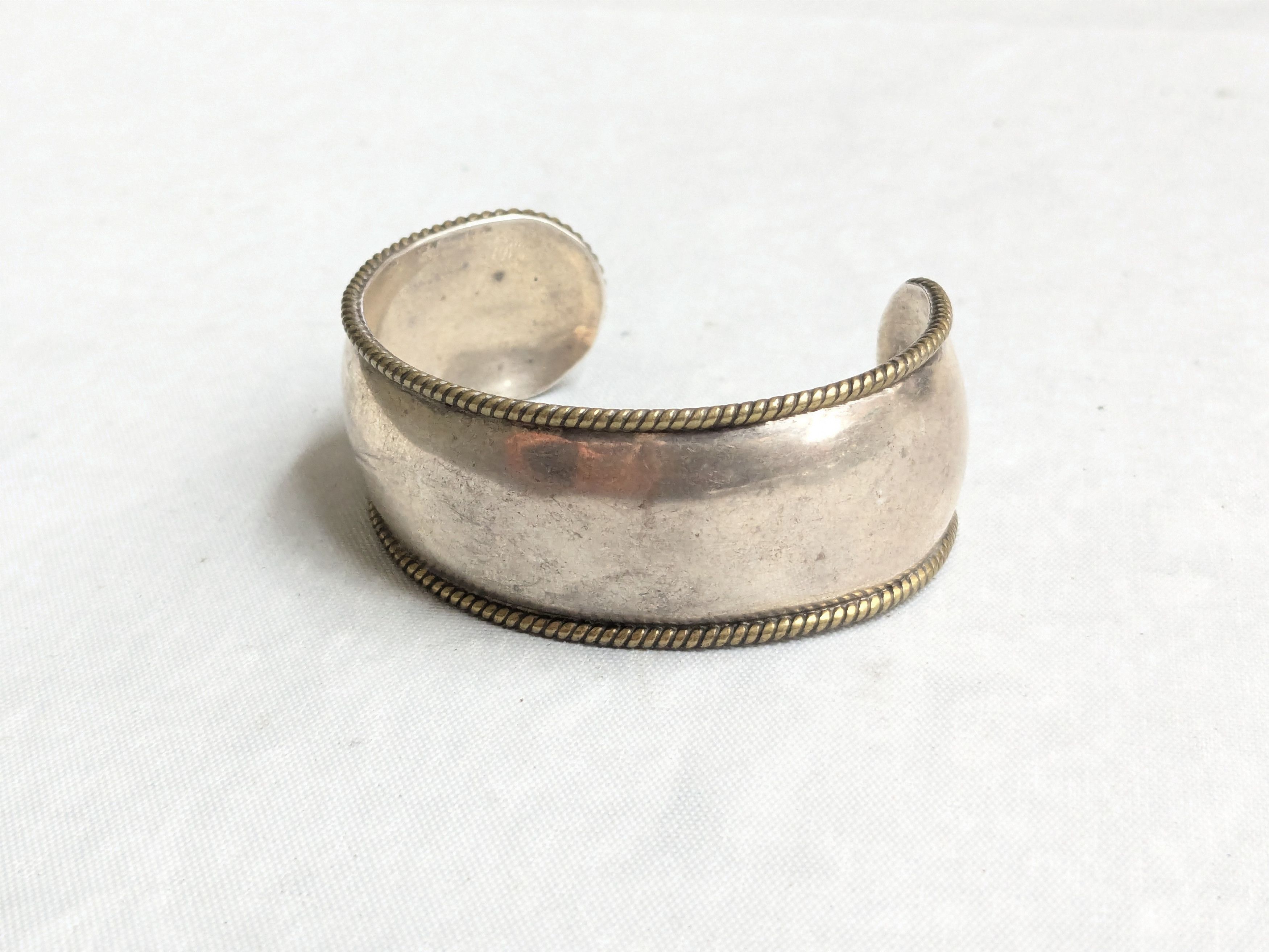 Jewelry Vintage Sterling Silver Cuff Bracelet 5.75" Mexico Two Tone Size ONE SIZE - 1 Thumbnail