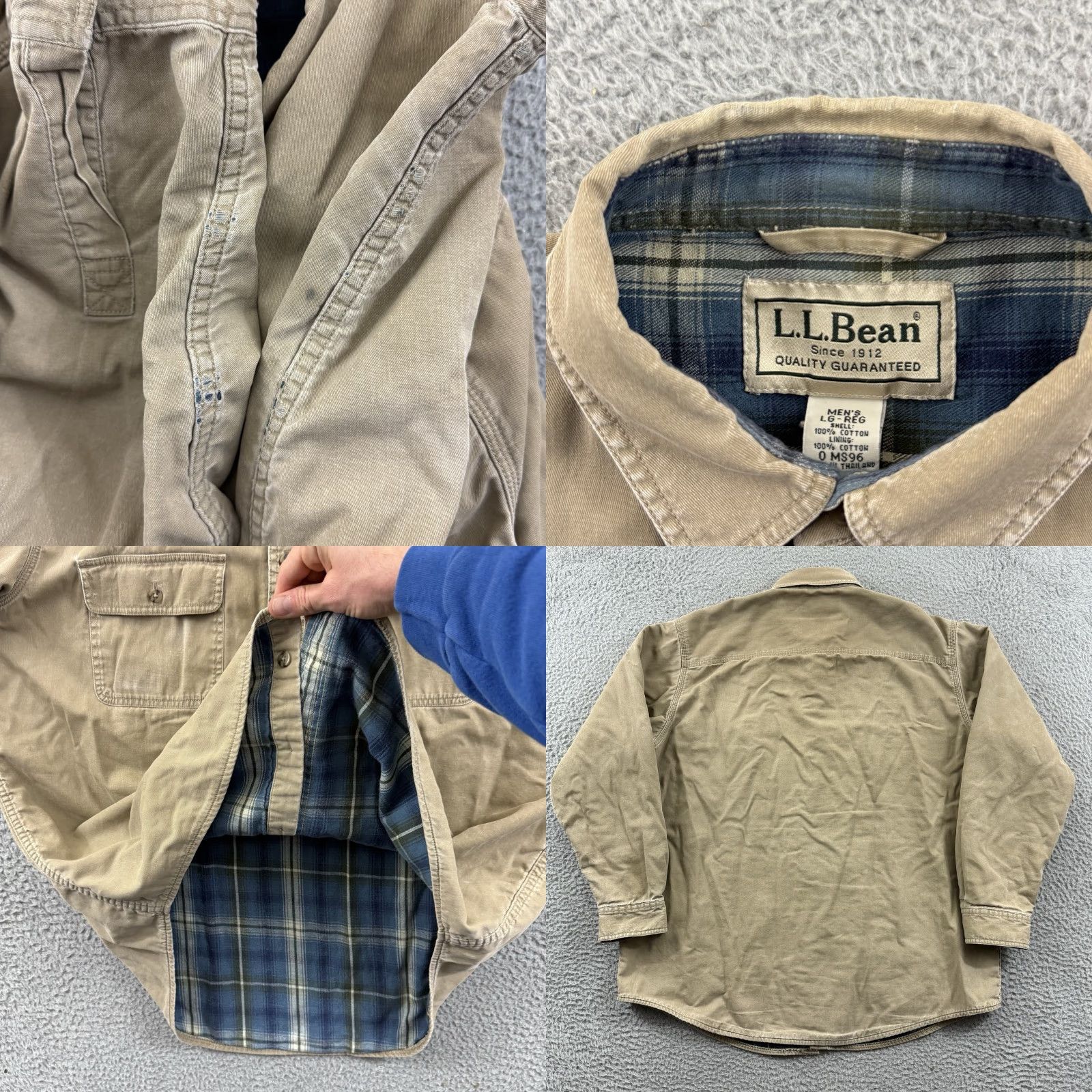 Vintage VINTAGE LL Bean Shirt Mens Large Tan Plaid Lined Denim Shacket Button Workwear Size US L / EU 52-54 / 3 - 8 Thumbnail