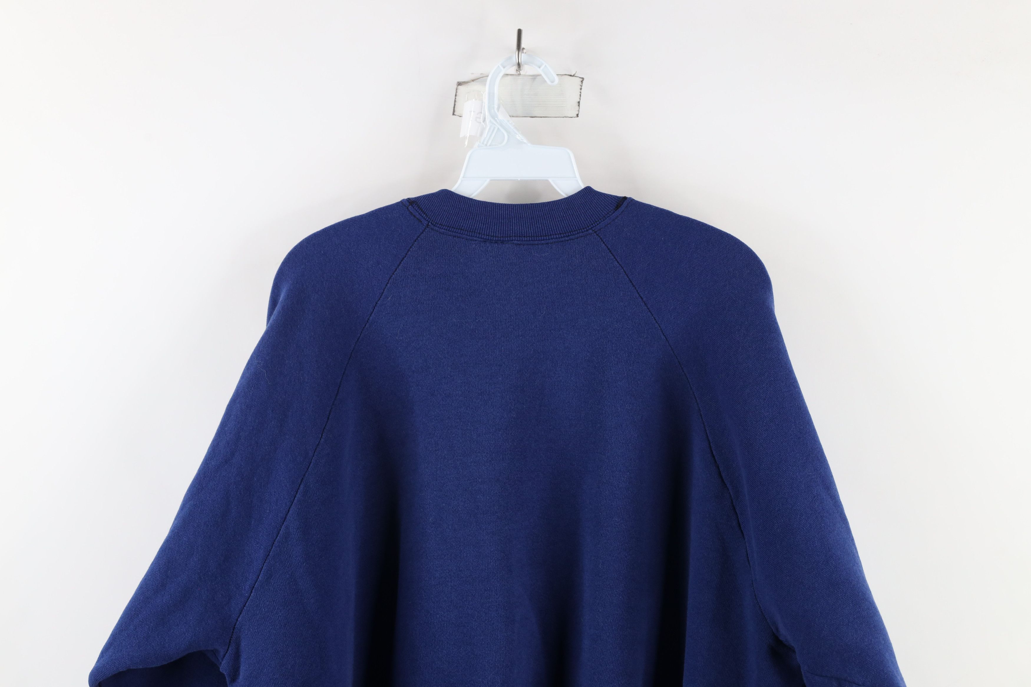 Vintage Vintage 90s Streetwear Blank Crewneck Sweatshirt Blue USA Size XL / US 12-14 / IT 48-50 - 9 Thumbnail