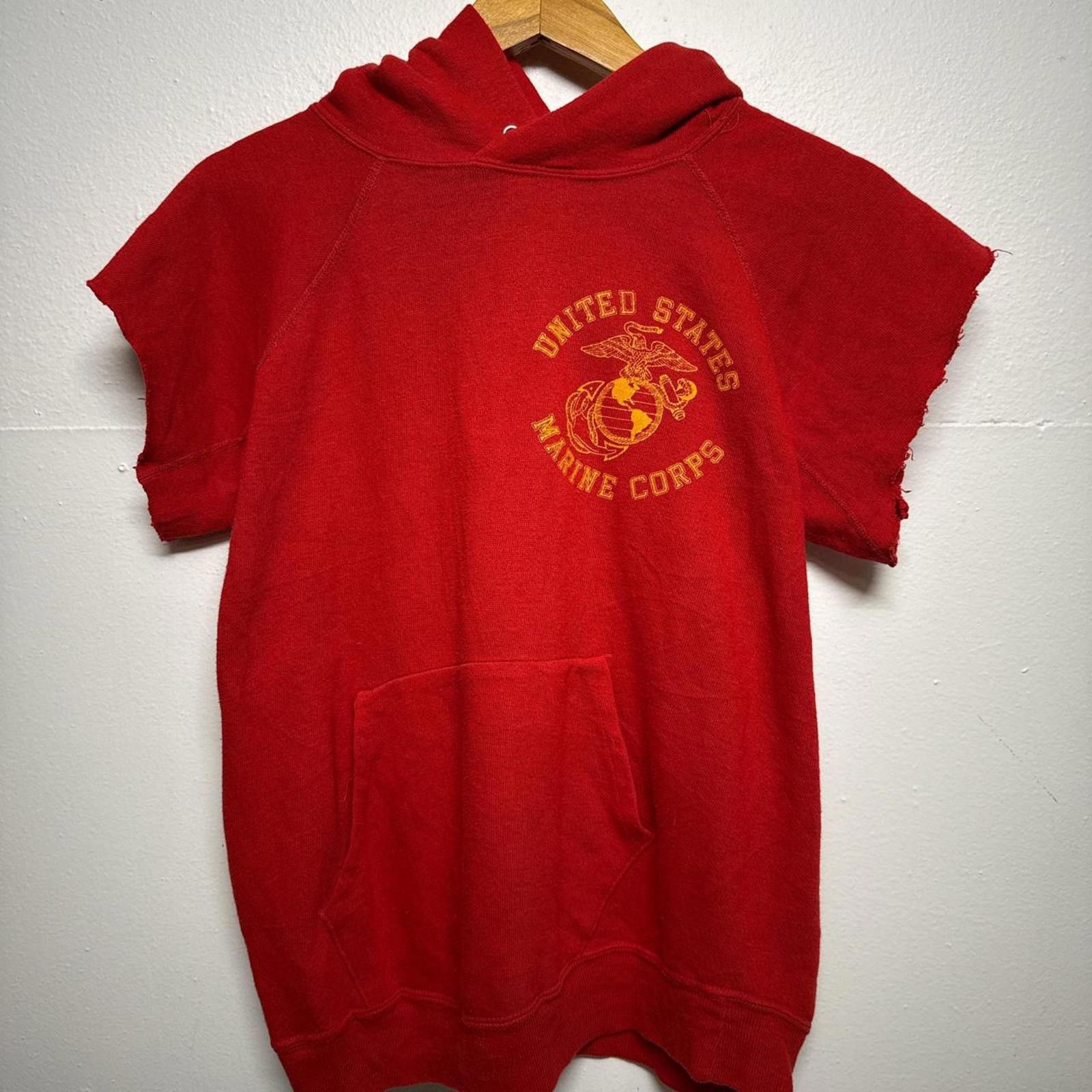 Other 1970s/80s thrashed USMC hoodie, cutoff sleeves, size S/m Size US M / EU 48-50 / 2 - 1 Thumbnail