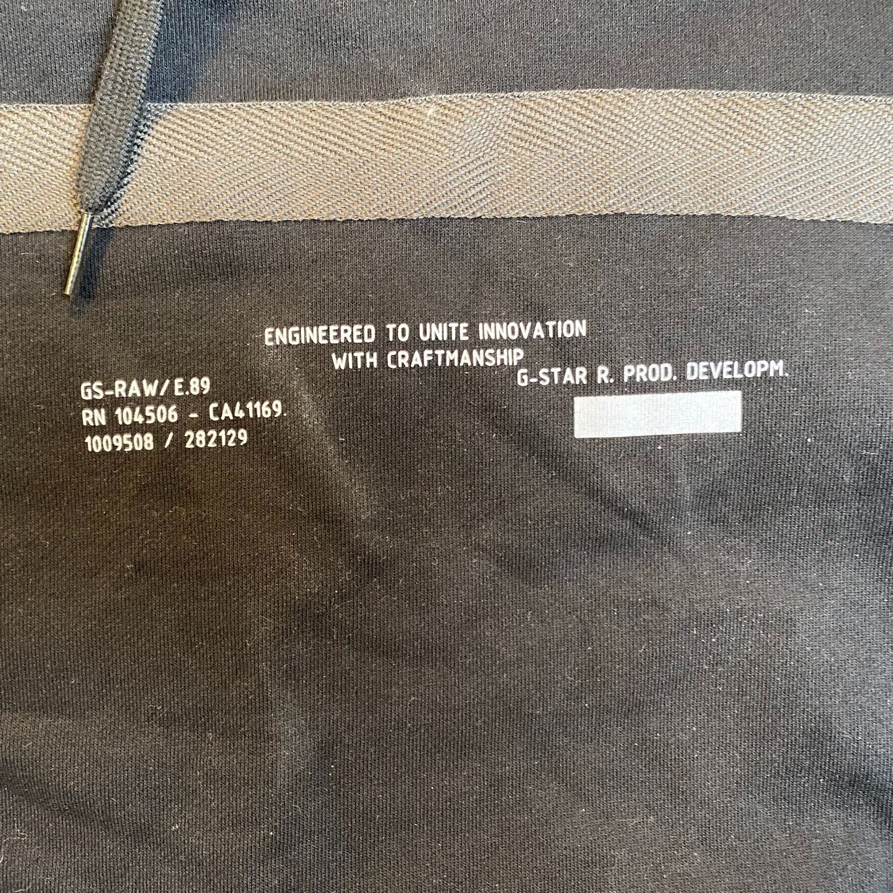 G-Star G-Star Raw Mens Black Hoodie Large With Grey Stripes & Text Size US L / EU 52-54 / 3 - 5 Thumbnail