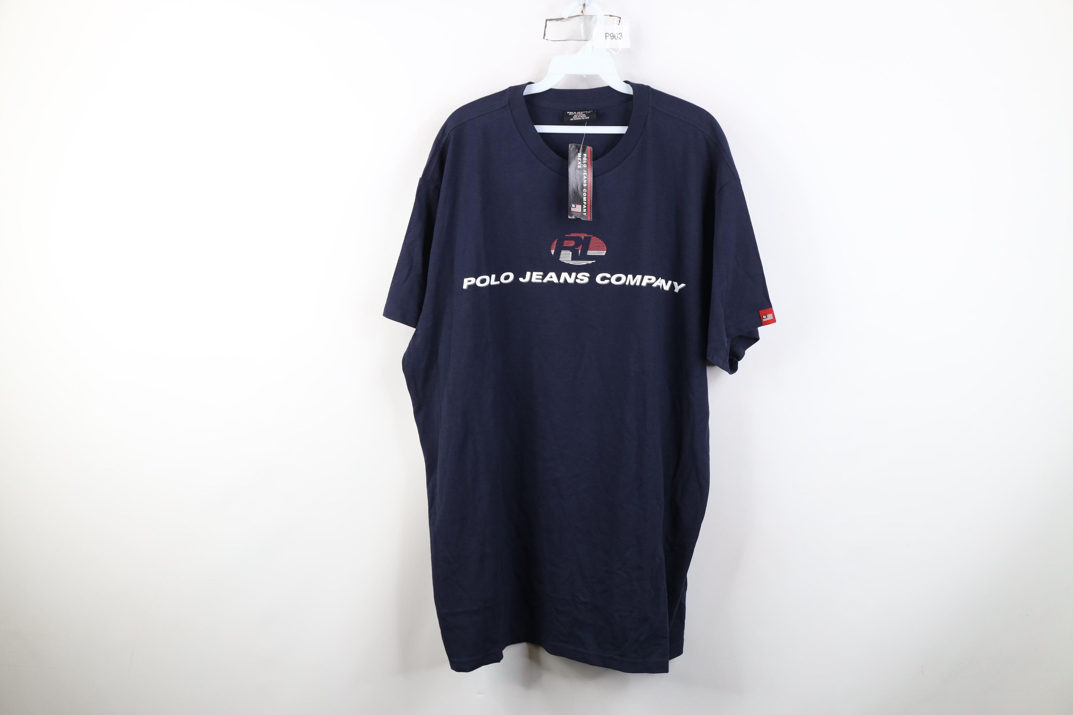 Polo Ralph Lauren Deadstock Vintage 90s Ralph Lauren Center Logo T-Shirt Blue Size US XXL / EU 58 / 5 - 1 Thumbnail