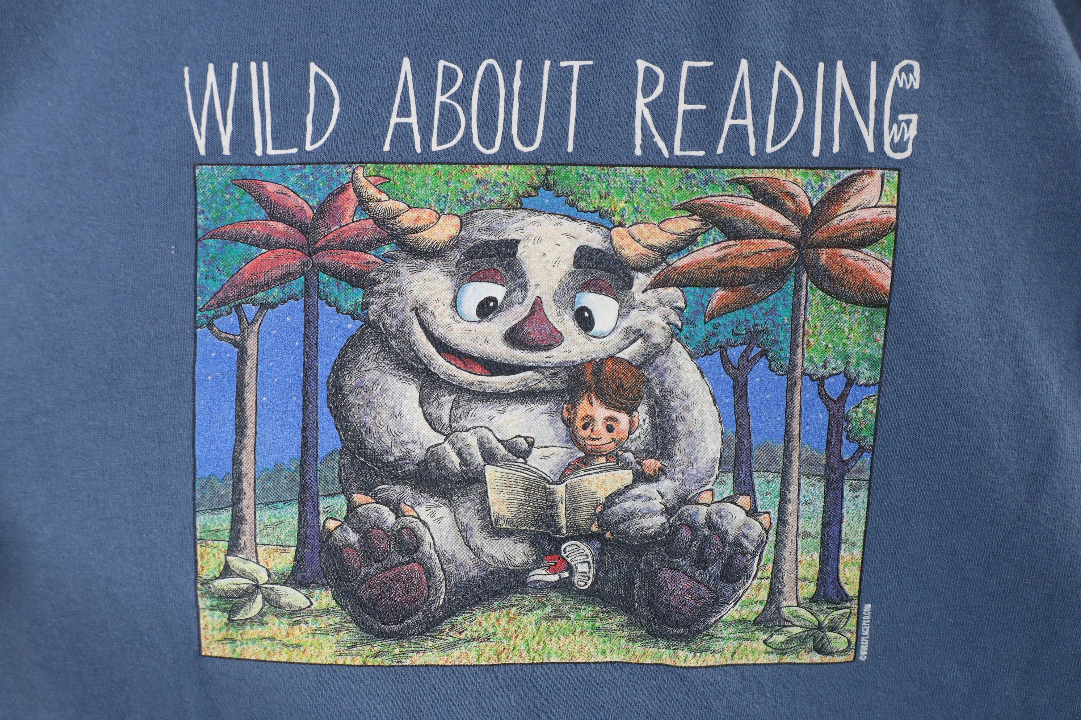 Vintage Vintage Y2K Where The Wild Things Are Reading T-Shirt Blue Size US L / EU 52-54 / 3 - 4 Thumbnail