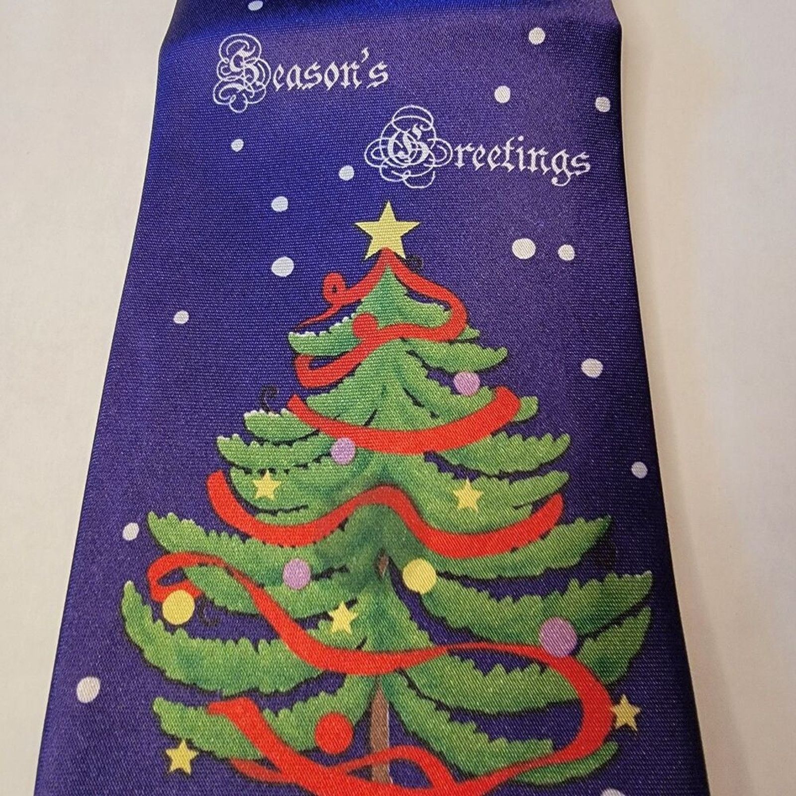 Other Season's Greetings Tie Xmas Tree Blue White Dots Size ONE SIZE - 1 Thumbnail