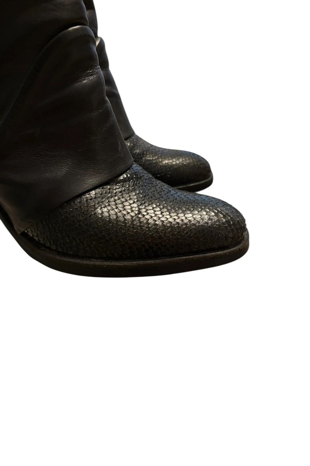 A.S.98 AS98 python print side zip leather drape heeled boots Size US 8 / IT 38 - 8 Thumbnail