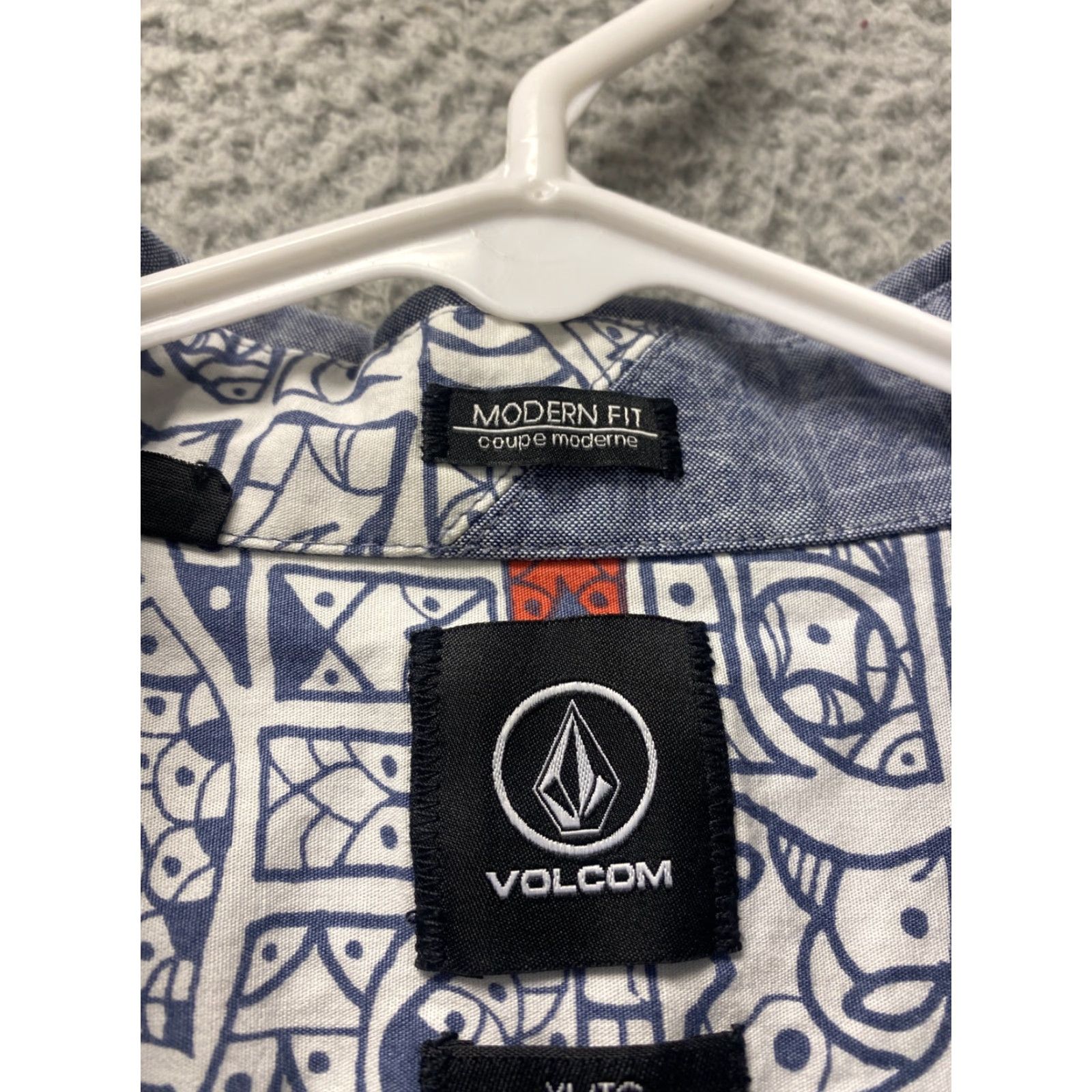 Volcom Volcom Button Down Shirt Men's Short Sleeve Cotton Solid Gray Size XL Size US XL / EU 56 / 4 - 4 Thumbnail