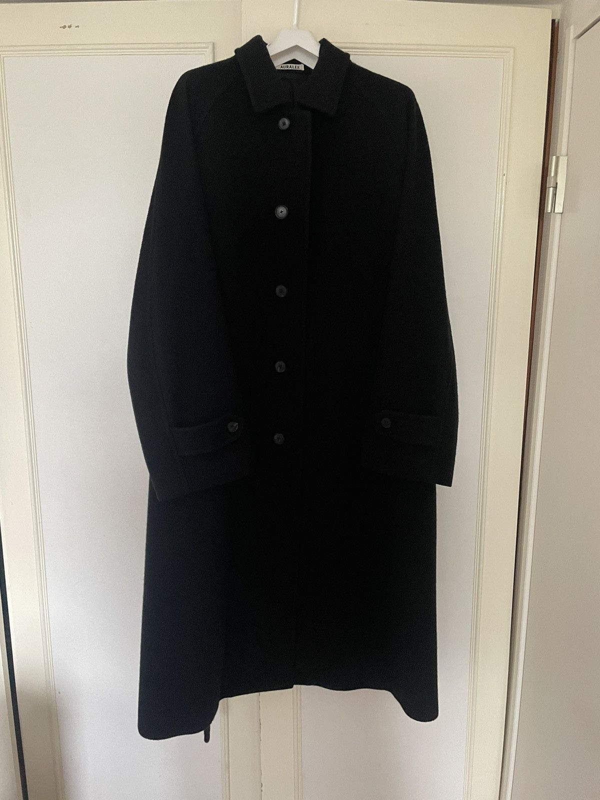 image of Auralee 23Aw Cashmere Wool Mosser Soutien Collar Coat in Black, Men's (Size Medium)