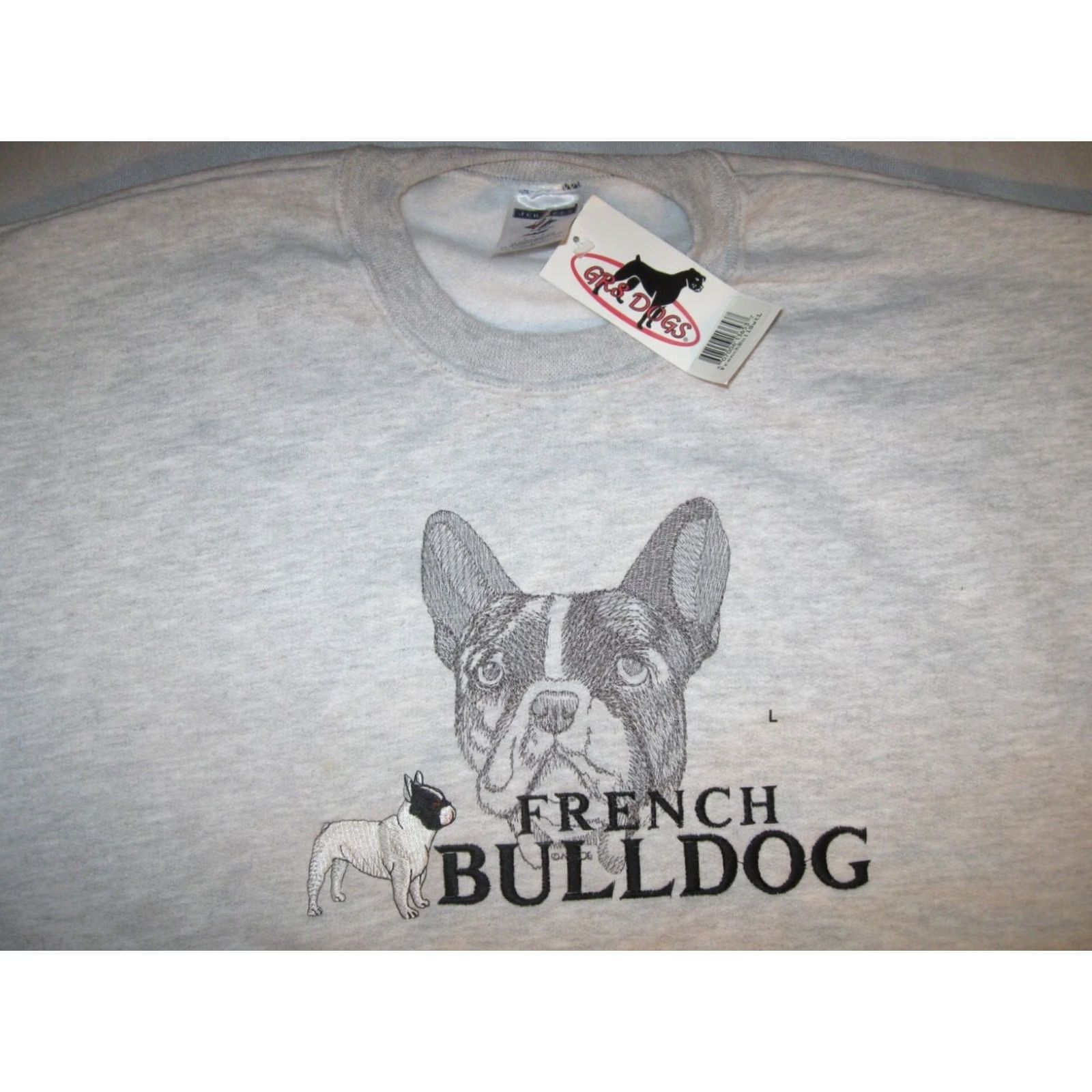 Jerzees FRENCH BULLDOG Jerzees Sweatshirt Unisex Adults M Gray Embroidered Dog Theme Pullover Regular Fit Casual Long Sleeve Measurements 21" Chest 25" Length Size M / US 6-8 / IT 42-44 - 3 Thumbnail