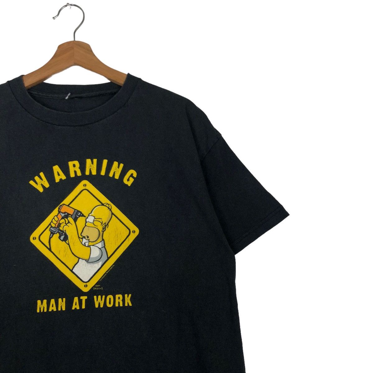 Cartoon Network 🔥Vintage The Simpson Warning Man At Work Big Logo Tee Size US M / EU 48-50 / 2 - 6 Thumbnail