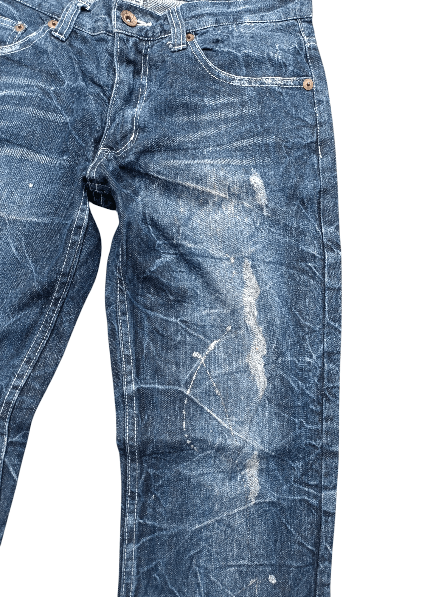 Japanese Brand × Le Grande Bleu (L.G.B.) × Tornado Mart RARE Flared Nylaus Whiskers Distressed Jeans Size US 31 - 21 Thumbnail