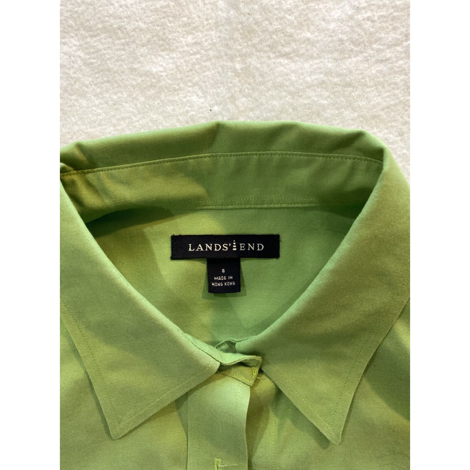 Lands' End Lands' End Women’s Green Cotton Button-Down Shirt Size 8 Regular Collared Long Sleeve Classic Office Casual Shirt - Womens Size M / US 6-8 / IT 42-44 - 5 Thumbnail