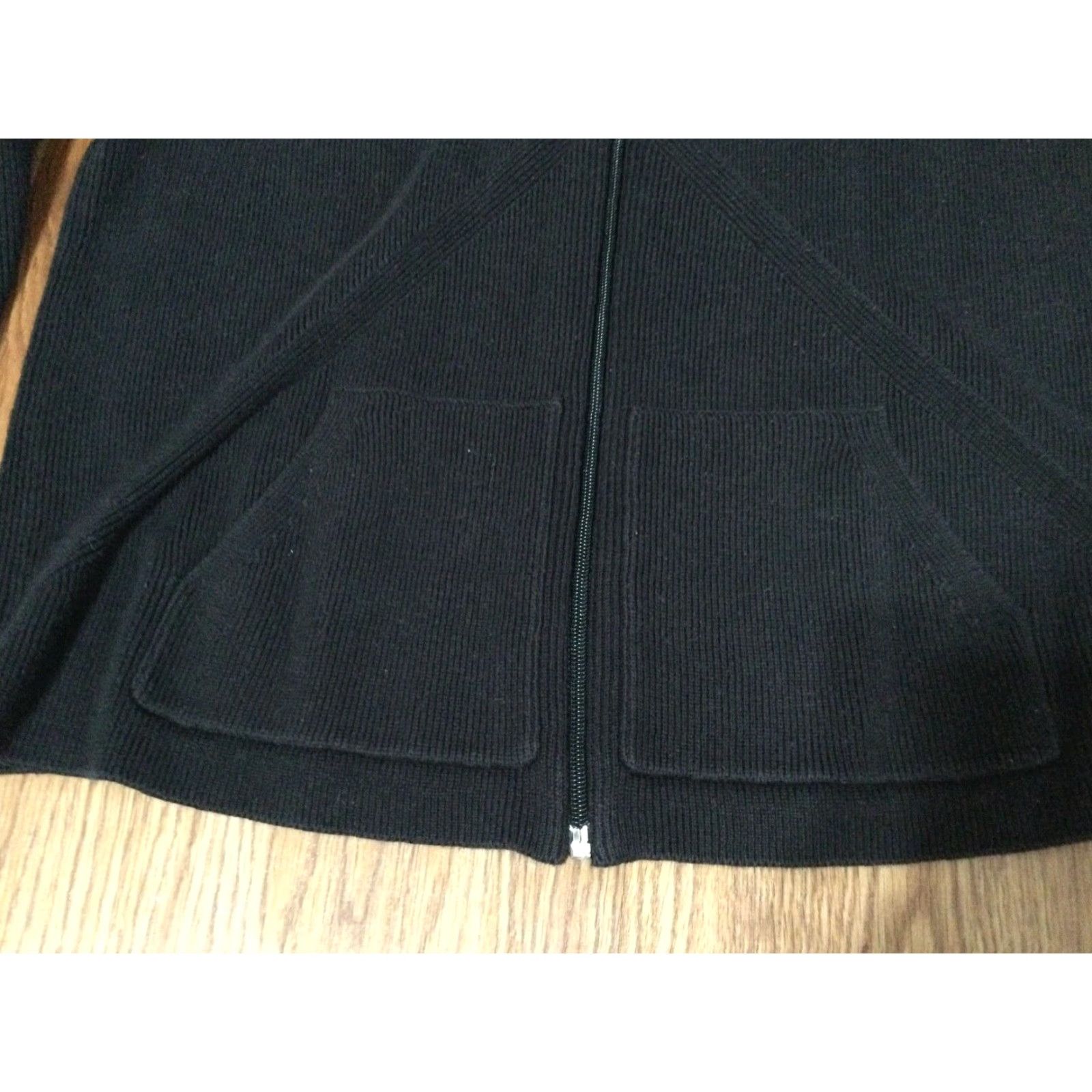 Vintage Requirements Women's Black Cardigan Sweater with Zipper Front and Pockets, Size Medium, Black, Casual, Long Sleeve Size M / US 6-8 / IT 42-44 - 3 Thumbnail