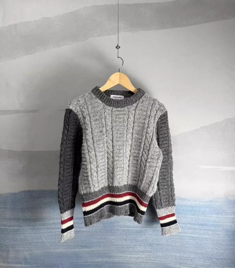 Thom Browne Thom Browne size1 Gray striped patchwork wool sweater Size US S / EU 44-46 / 1 - 1 Thumbnail