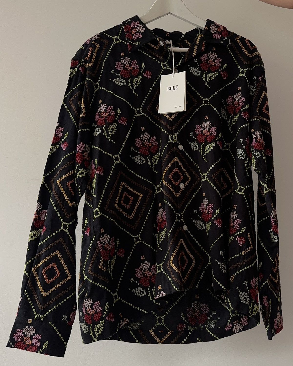 Bode Bode - Needlepoint Begonia Long Sleeve Shirt - NWT Size US L / EU 52-54 / 3 - 1 Thumbnail