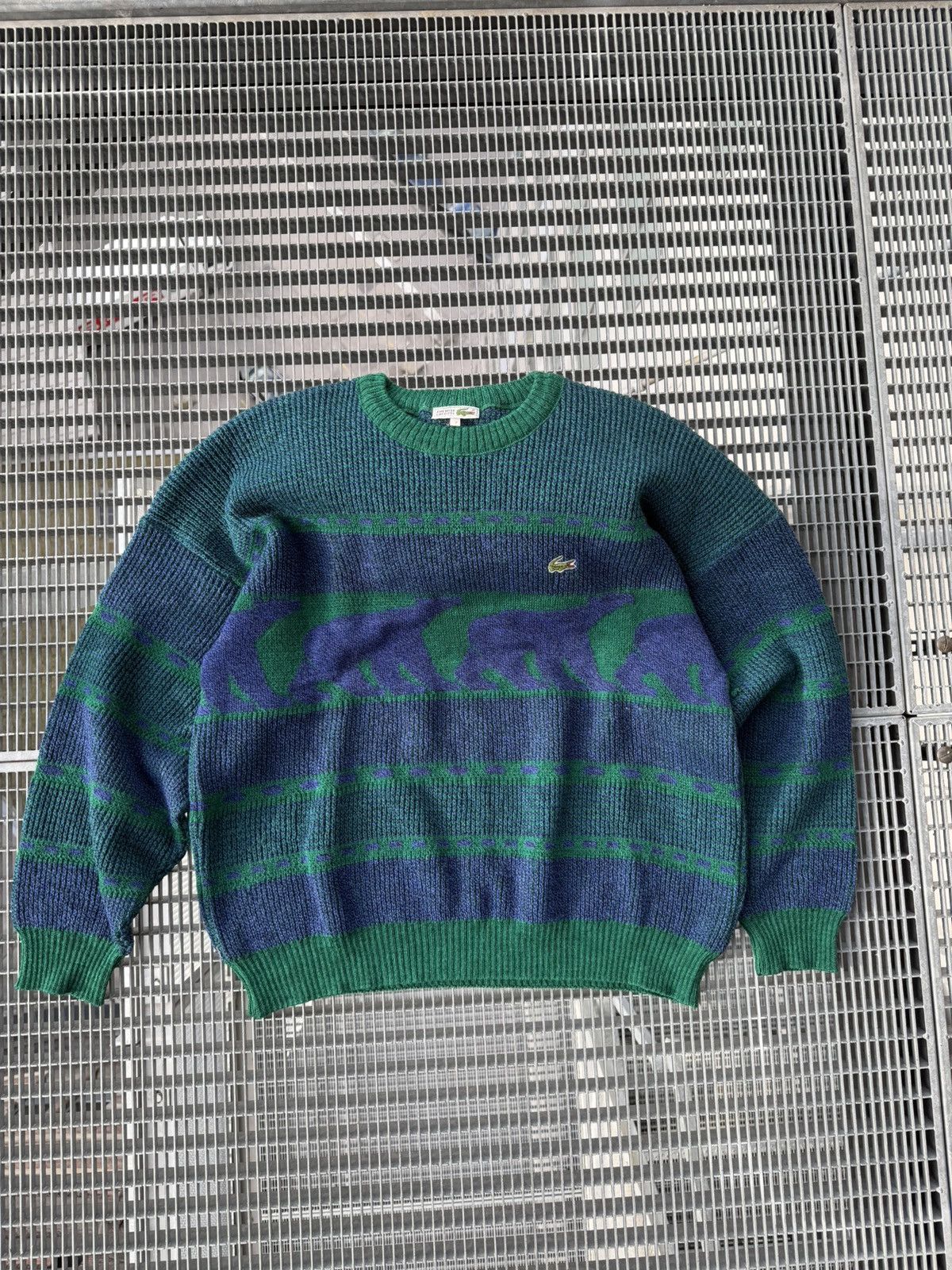Lacoste Vintage Lacoste Bear Logo Y2K Streetwear Knitted Sweater Size US XXL / EU 58 / 5 - 2 Thumbnail