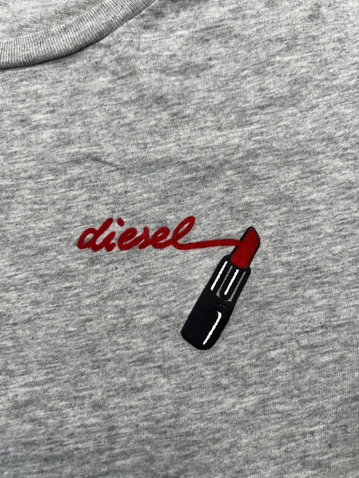 Diesel Diesel Grey Women's T-Shirt with Lipstick Embroidery Size S / US 4 / IT 40 - 2 Thumbnail