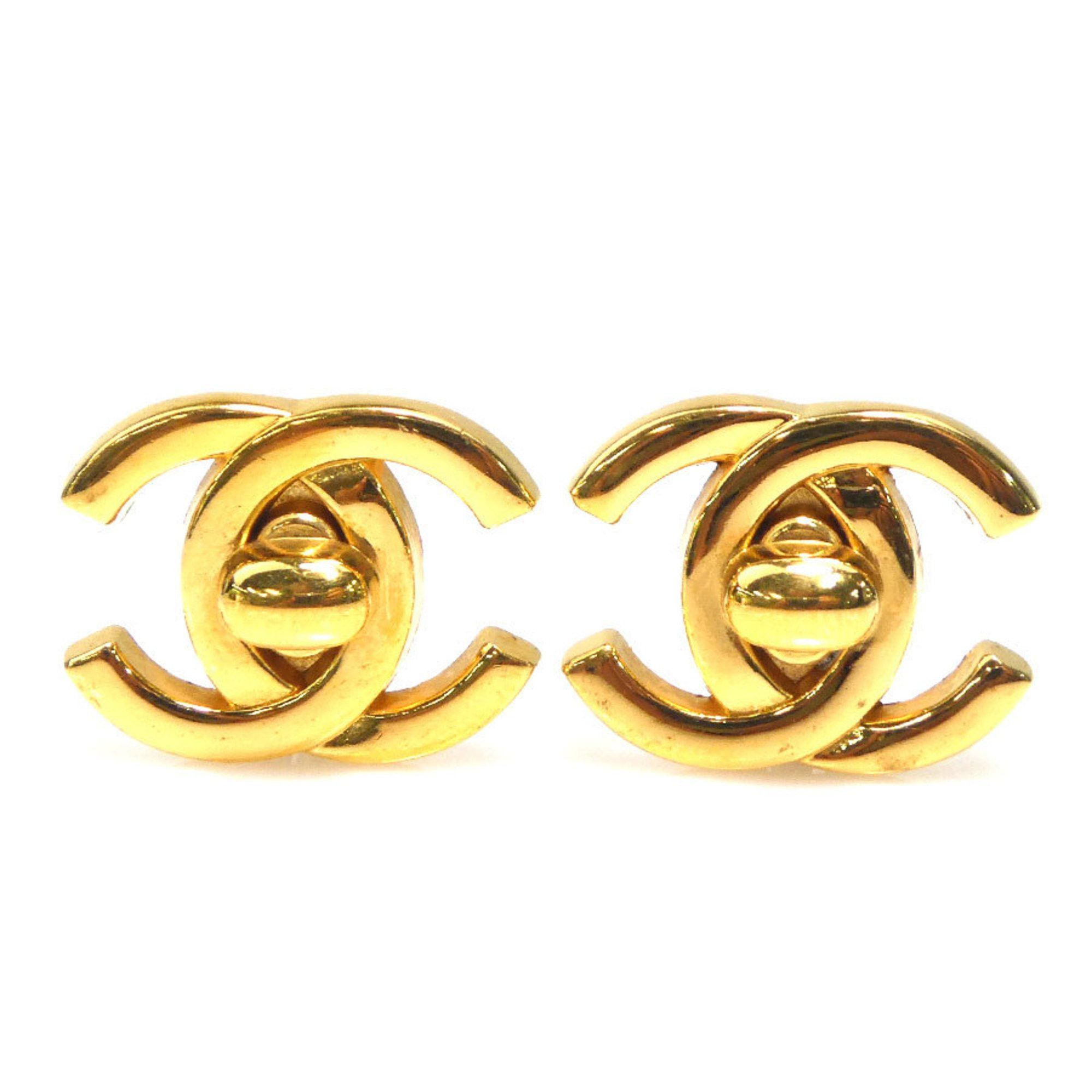 CHANEL Coco Mark Metal Gold Earrings for Women e60926i