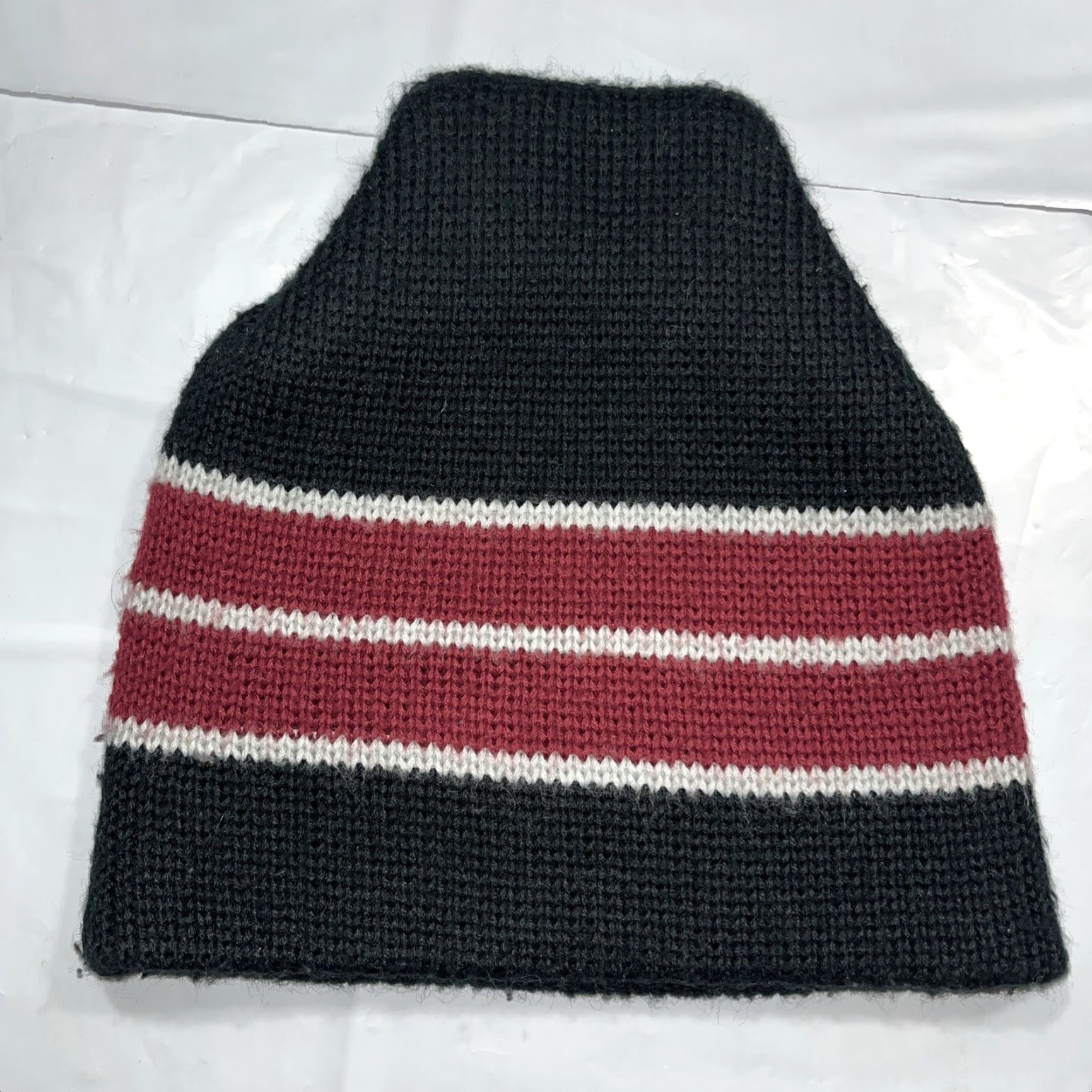 Vintage VINTAGE 70s Winter Wool Knit Ski CAP Beanie Wool Hat Striped Black Brown 80s Snuggler Unisex Size ONE SIZE - 5 Thumbnail