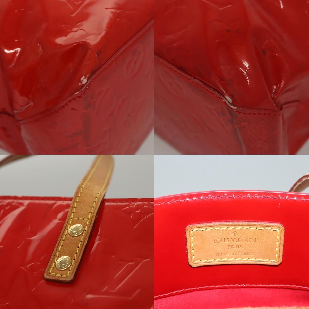 Louis Vuitton LOUIS VUITTON Monogram Vernis Reade MM Hand Bag Red Rouge Size ONE SIZE - 11 Thumbnail