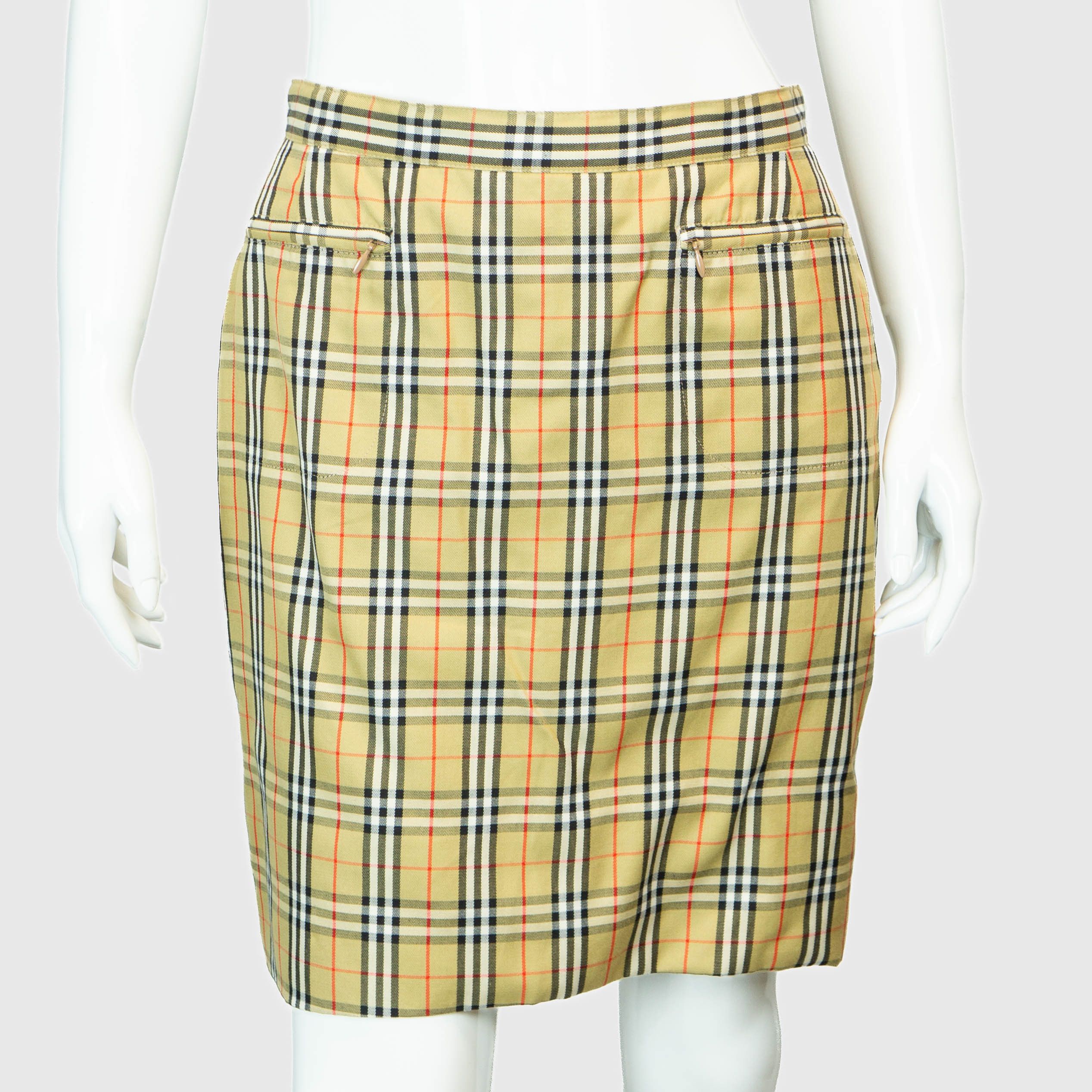 image of Burberry Check Monogram Skirt Vintage 90's 00S in Beige, Women's (Size 27)