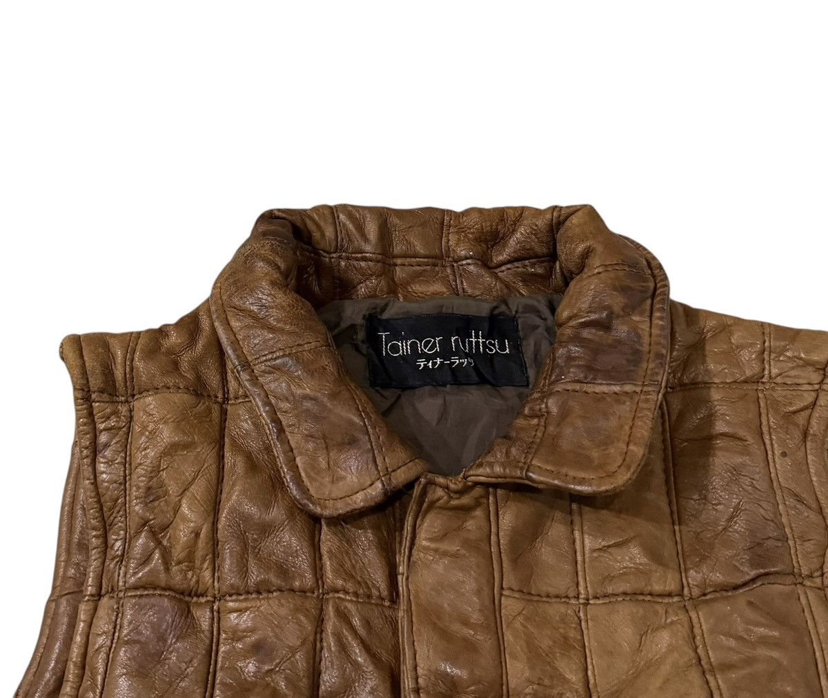 Leather Vintage Tainer Ruttsu Checkered Leather Vest Size US S / EU 44-46 / 1 - 6 Thumbnail