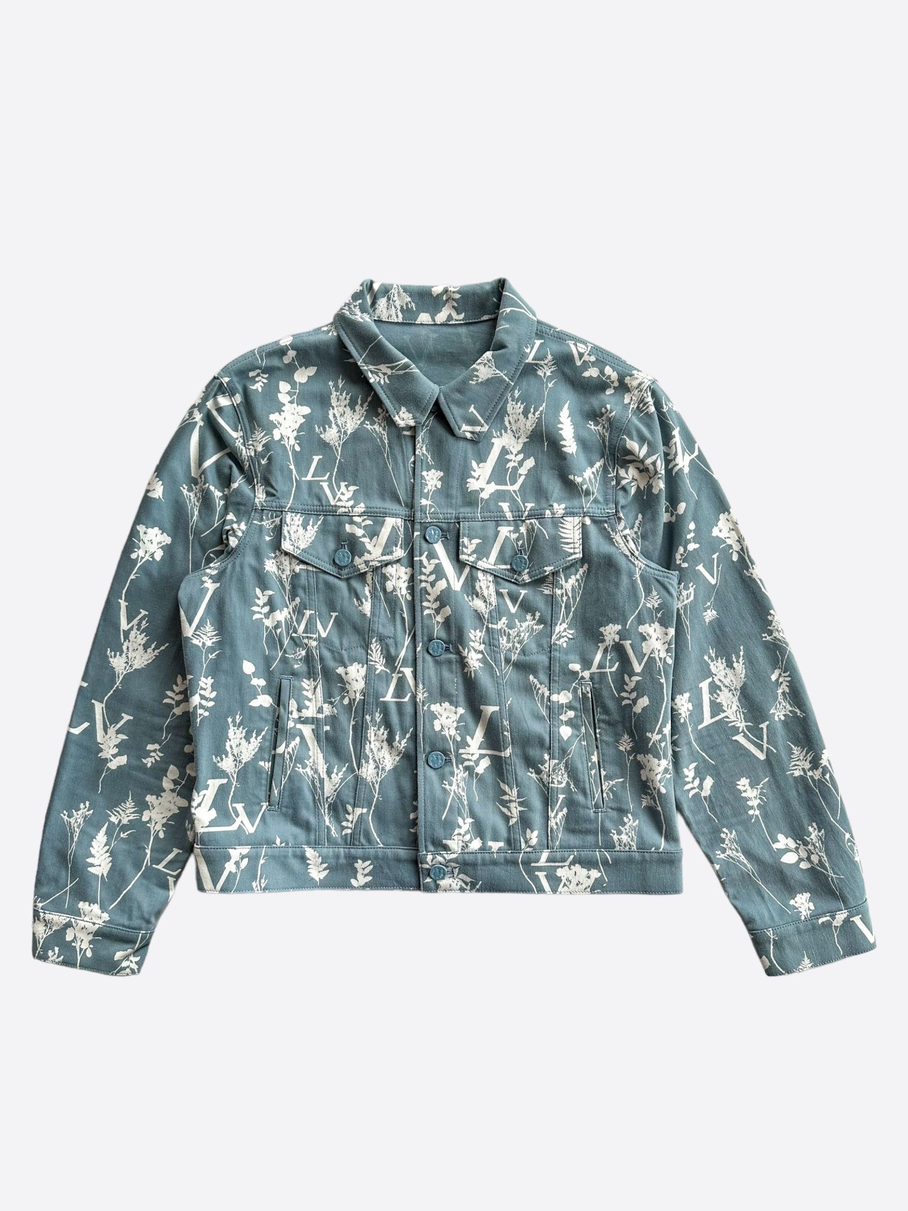 Louis Vuitton Louis Vuitton Blue & White LV Leaf Denim Jacket Size US L / EU 52-54 / 3 - 1 Thumbnail