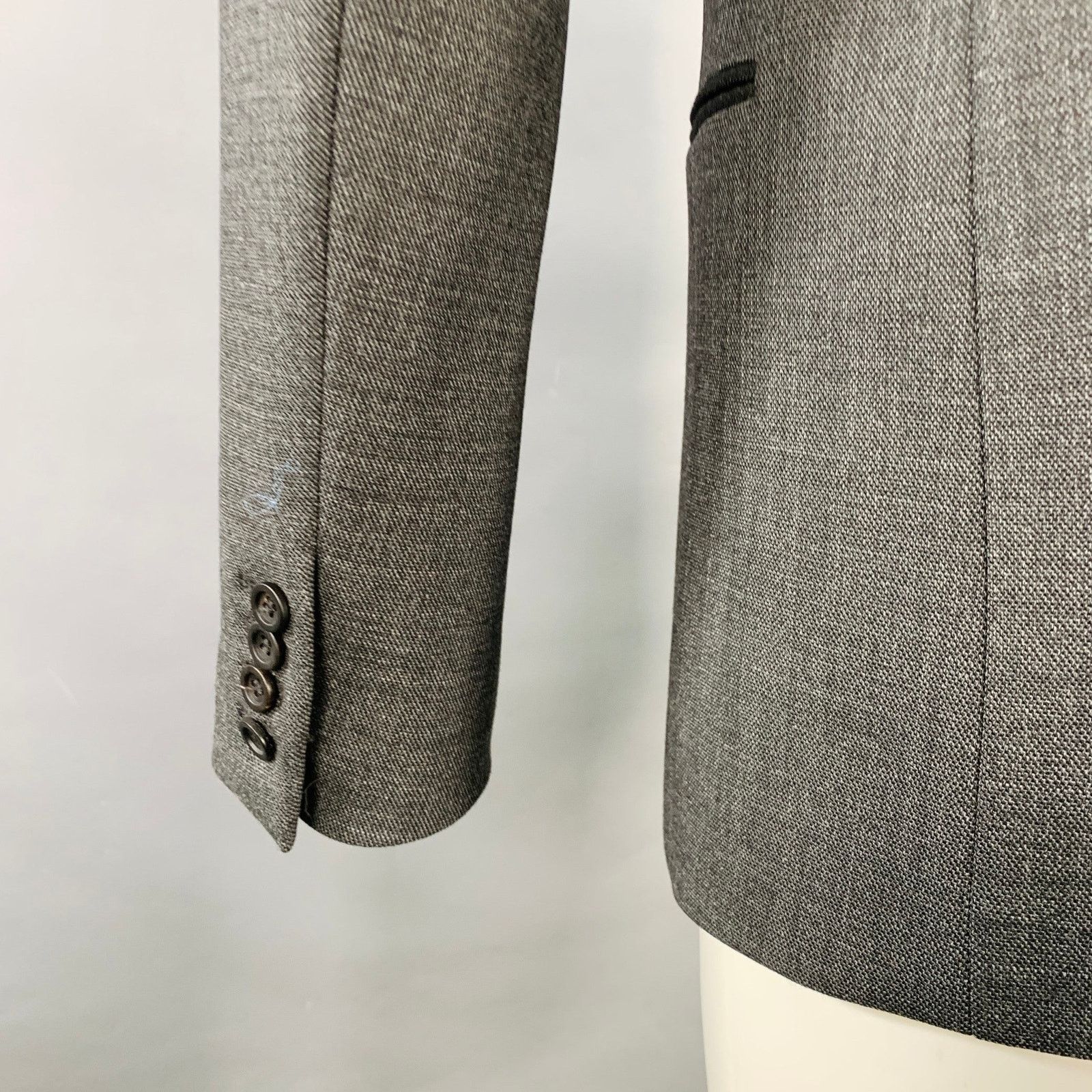 Dirk Bikkembergs Size 36 Grey Black Polyester Wool Peak Lapel Sport Coat Size 36R - 5 Thumbnail