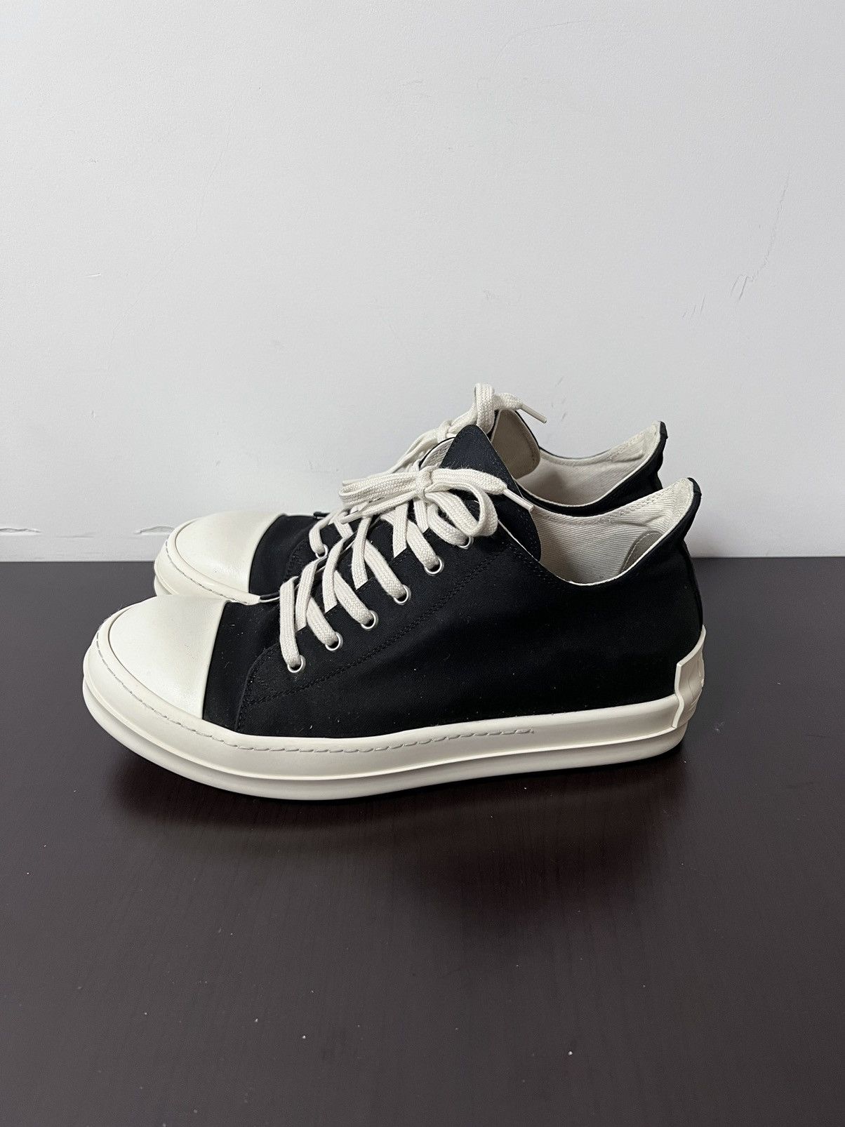 靴 Rick Owens drkshdw ramones 42 MENS RICK OWENS DRKSHDW RAMONES BLACK CANVAS LOW SNEAKER
