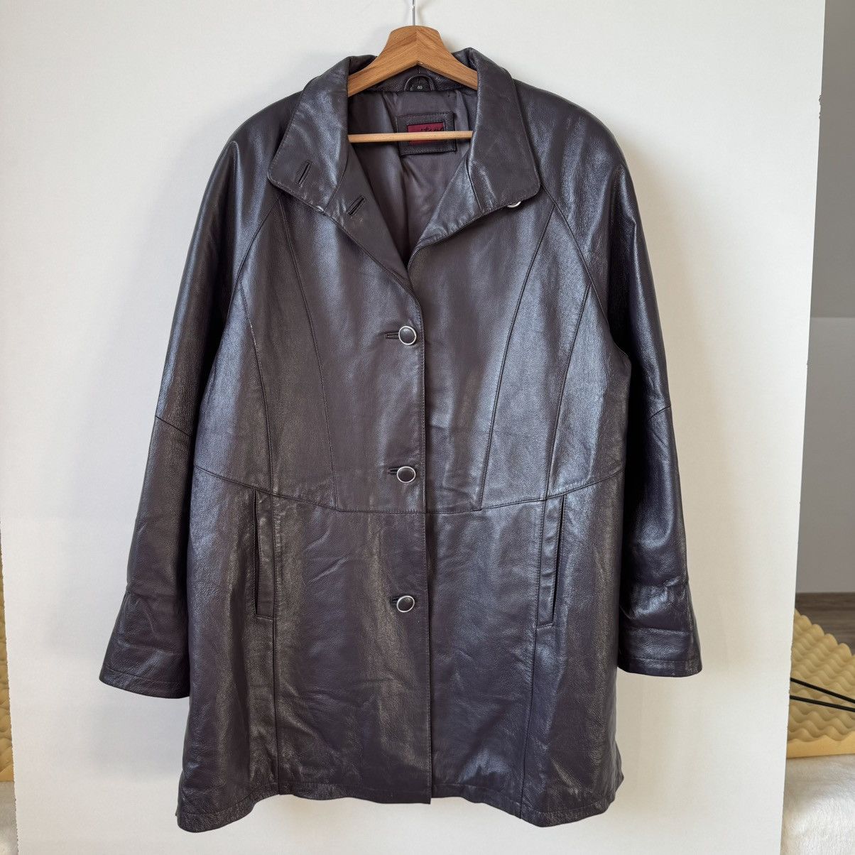 Genuine Leather × Vintage Vintage Purple Leather Jacket Coat Avant Garde Opium Washed Size L / US 10 / IT 46 - 3 Thumbnail