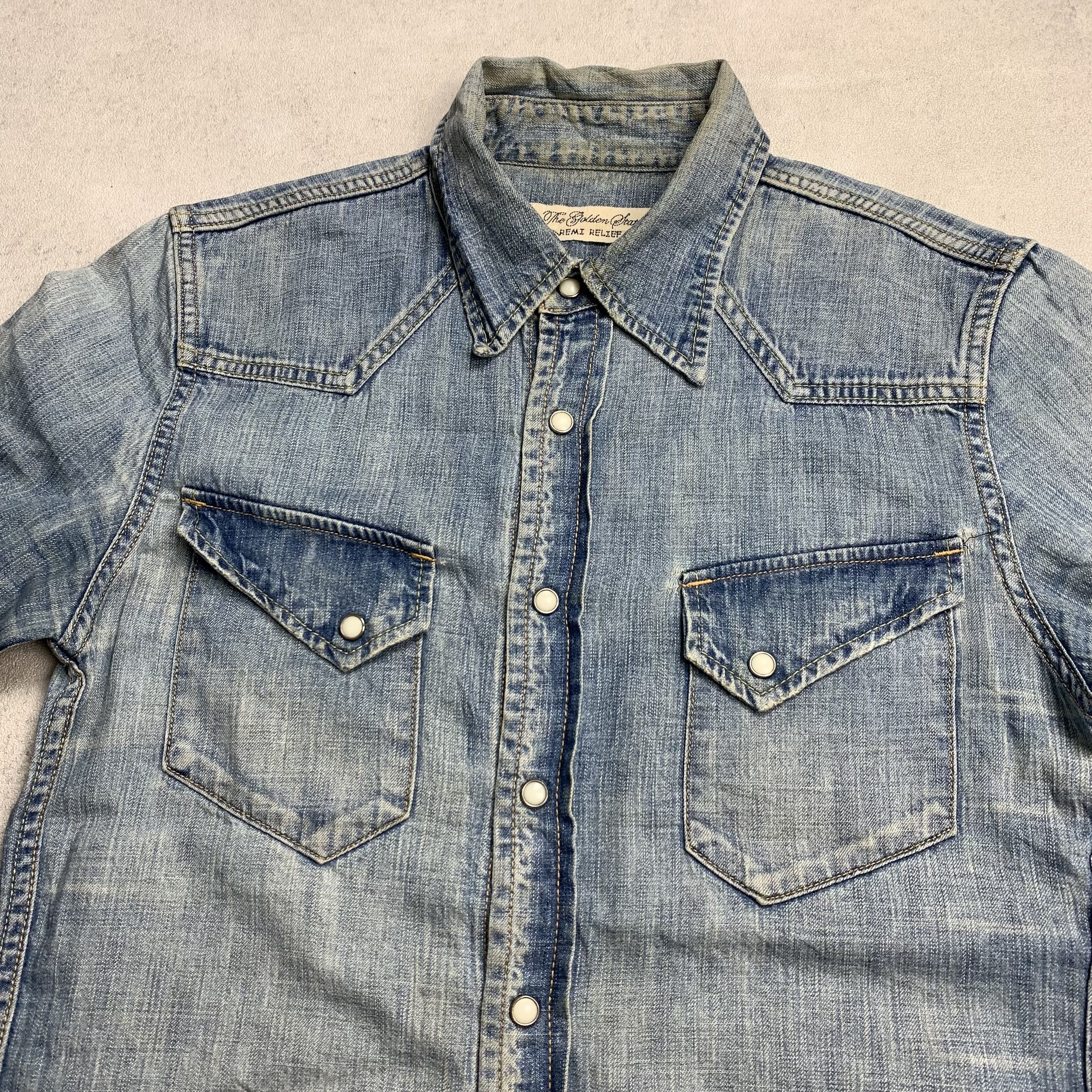 Remi Relief Remi Relief Western Shirt Washed Denim Size US S / EU 44-46 / 1 - 3 Thumbnail