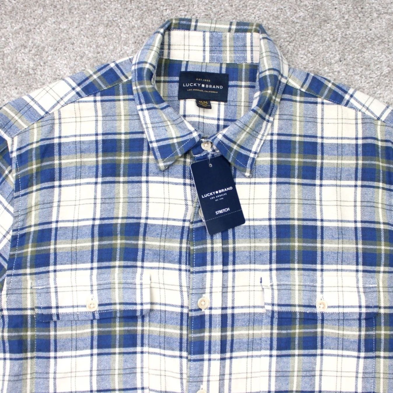 Lucky Brand Lucky Brand Button-Up Shirt Mens Medium Blue Plaid Cotton Long Sleeve NWT Size US M / EU 48-50 / 2 - 6 Thumbnail