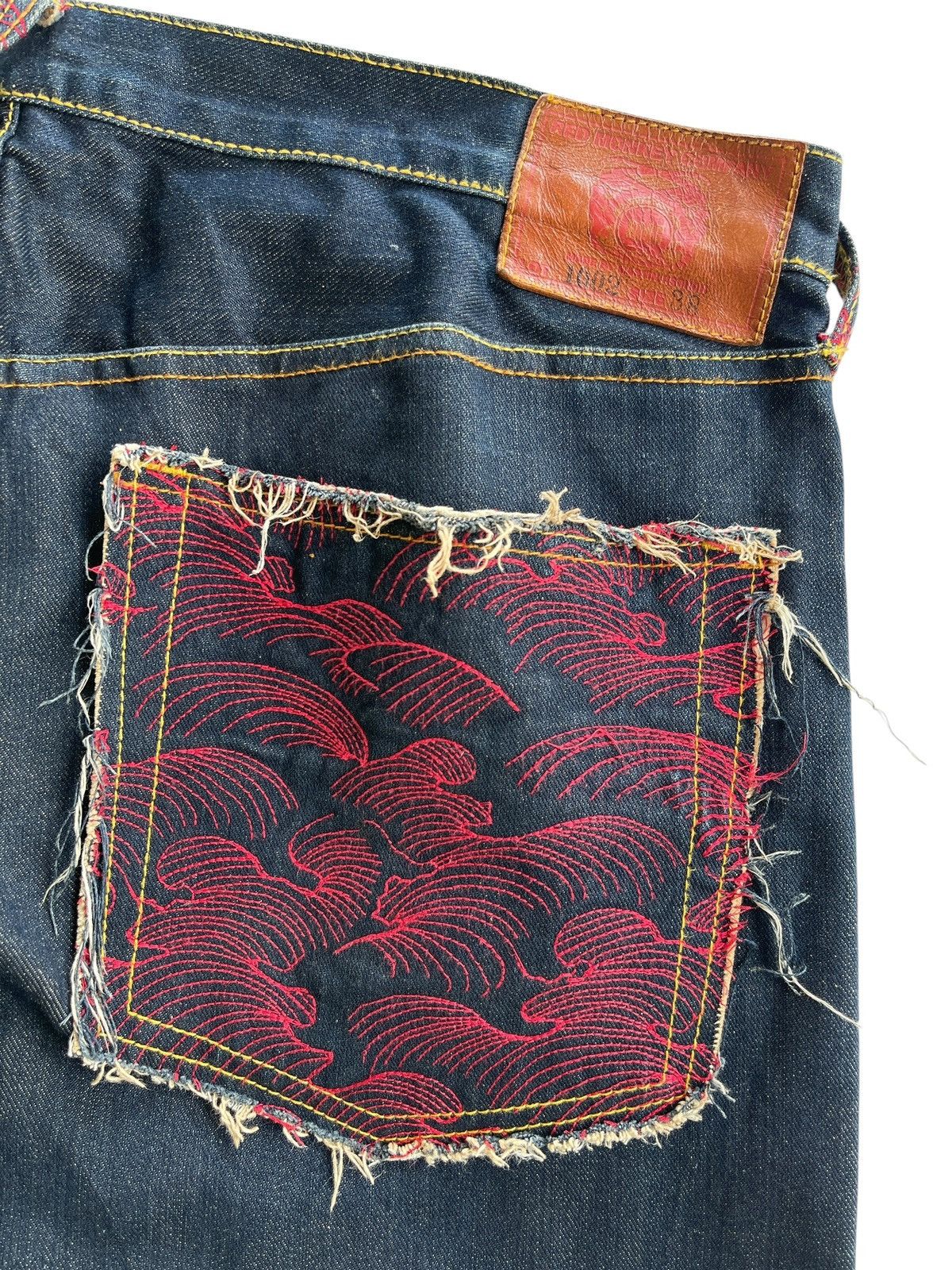 Red Monkey RMC Jeans Scarlet Tsunami Wave By Martin Ksohoh Size US 39 - 5 Thumbnail
