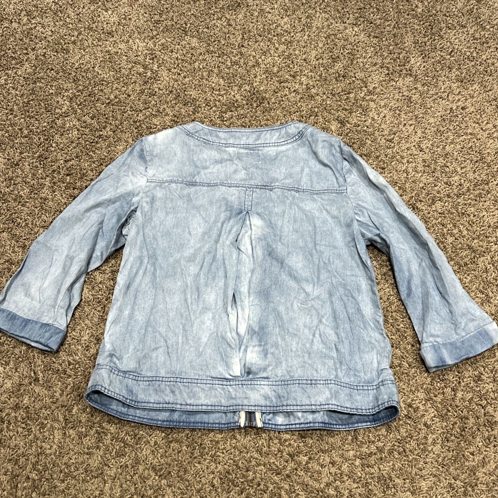 Vintage KUT from the Kloth Jacket Cotton Blend Full Zip 3/4 Sleeve Women's L Blue Denim 24” Size L / US 10 / IT 46 - 5 Thumbnail