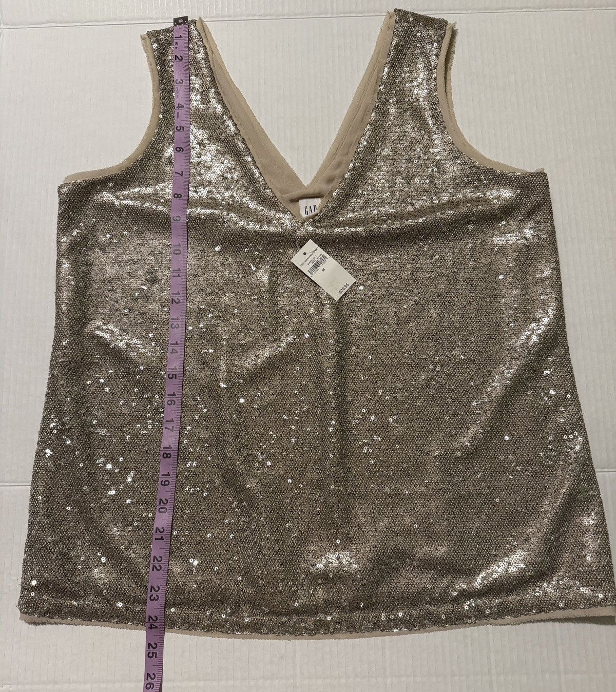 Gap Gap Women Sleeveless Silver Sequin Lined Evening Tank Top Size M / US 6-8 / IT 42-44 - 8 Thumbnail