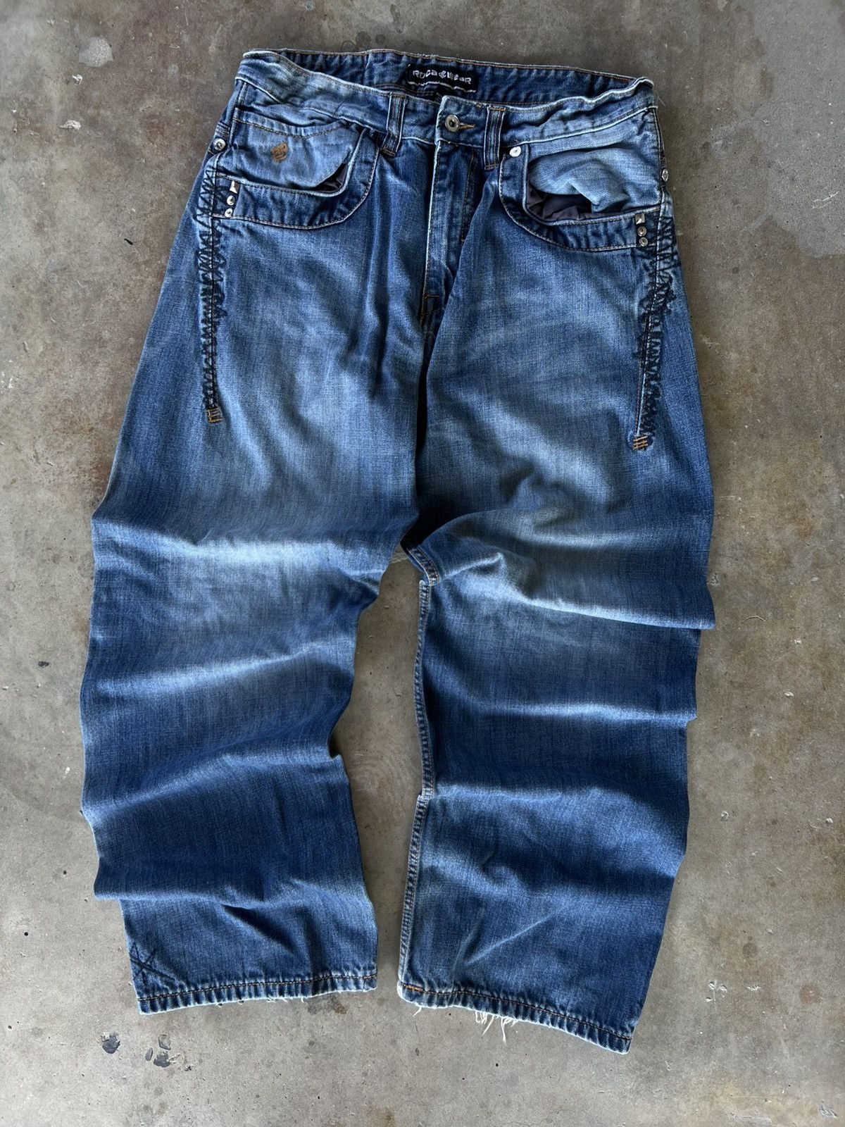 Rocawear Vintage Y2K Core Roca Wear Wide Leg Black Baggy Jeans Size US 36 / EU 52 - 1 Thumbnail