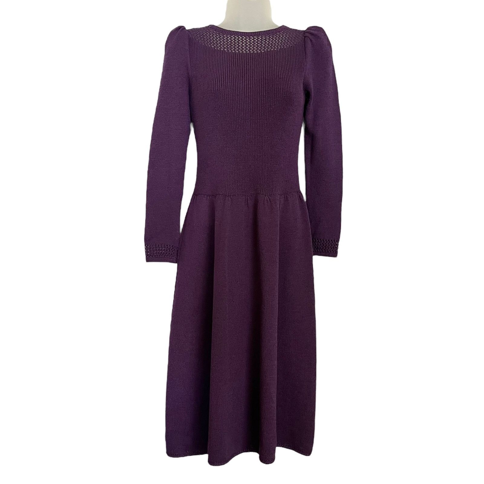 St. John St John Vintage Plum Purple Santana Knit Wool Midi Dress Size S / US 4 / IT 40 - 1 Thumbnail