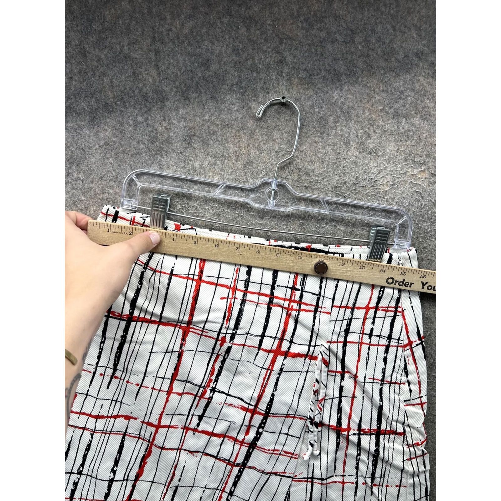 Trina Turk Trina Turk Skirt Womens 8 White Plaid Cotton Blend Twill Mini Pencil Pockets Slit Zip Front Size 30" / US 8 / IT 44 - 4 Thumbnail