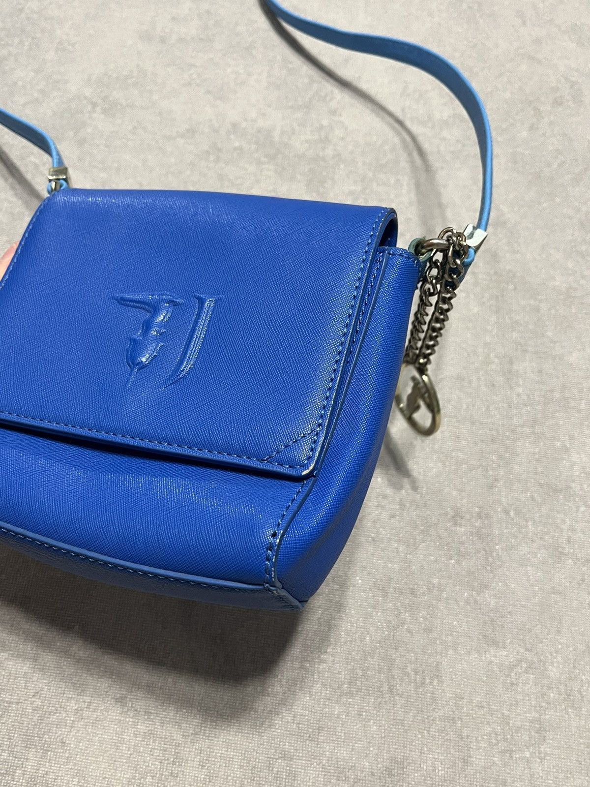 Trussardi Trussardi Jeans Womens Shoulder Bag Blue Logo Small Handle Size ONE SIZE - 4 Thumbnail