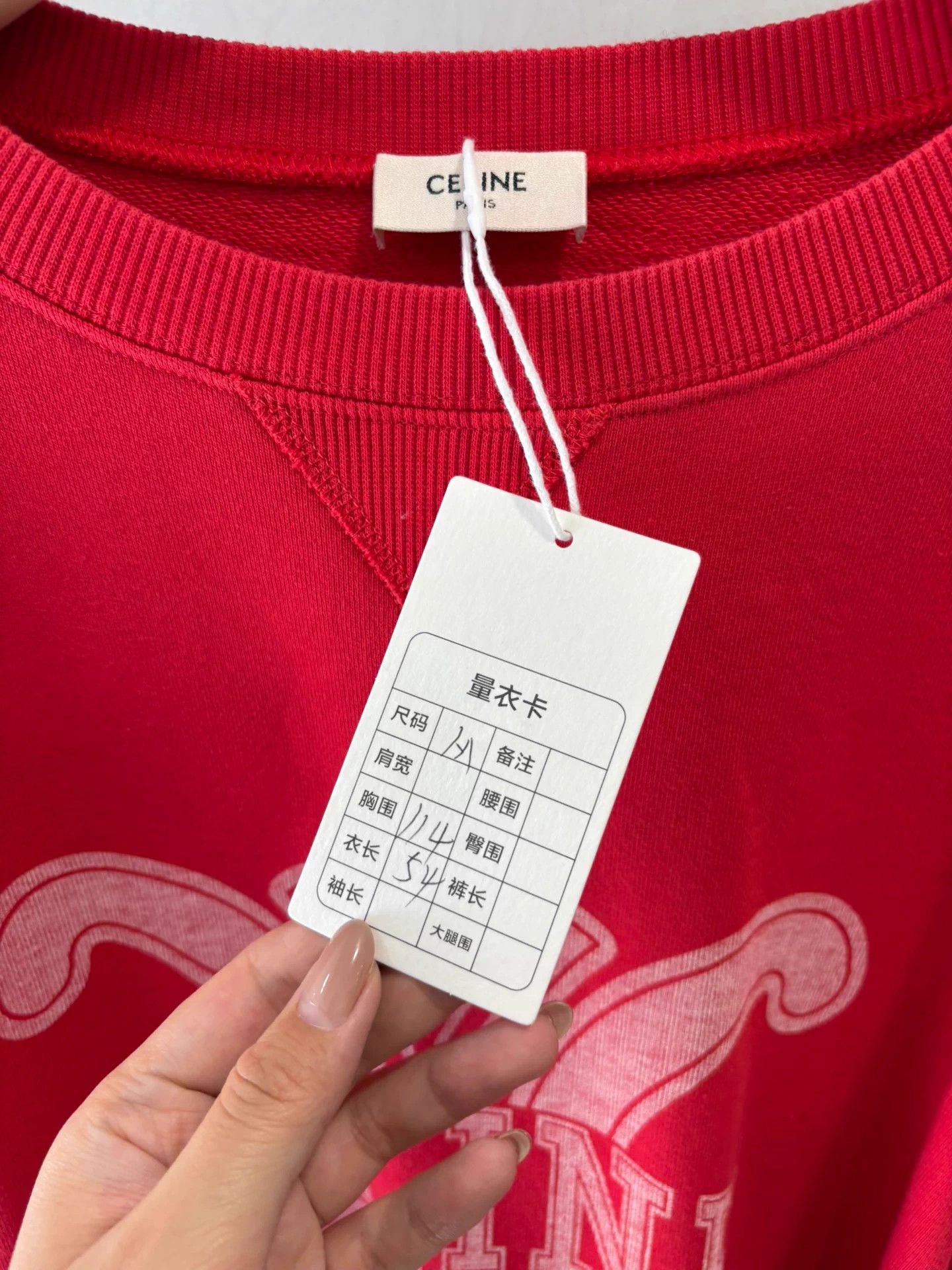 Celine Celine Berry Red Triomphe Logo Crewneck M Deadstock Size M / US 6-8 / IT 42-44 - 4 Thumbnail