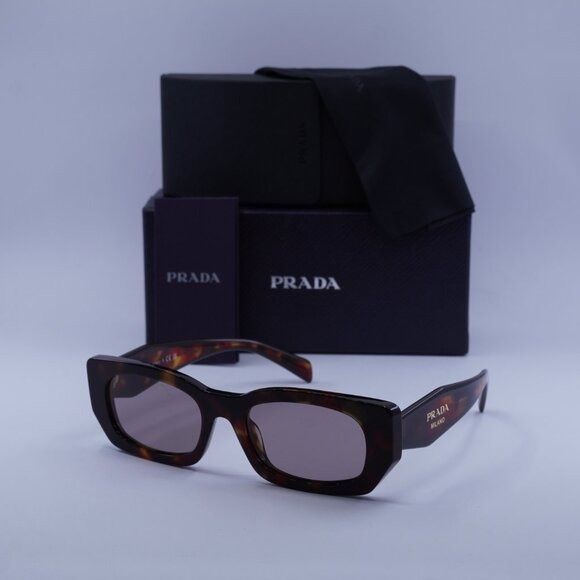 Prada Prada PRB05S 22A20I Sunglasses Poppy Havana Rectangle Frame Size ONE SIZE - 10 Thumbnail