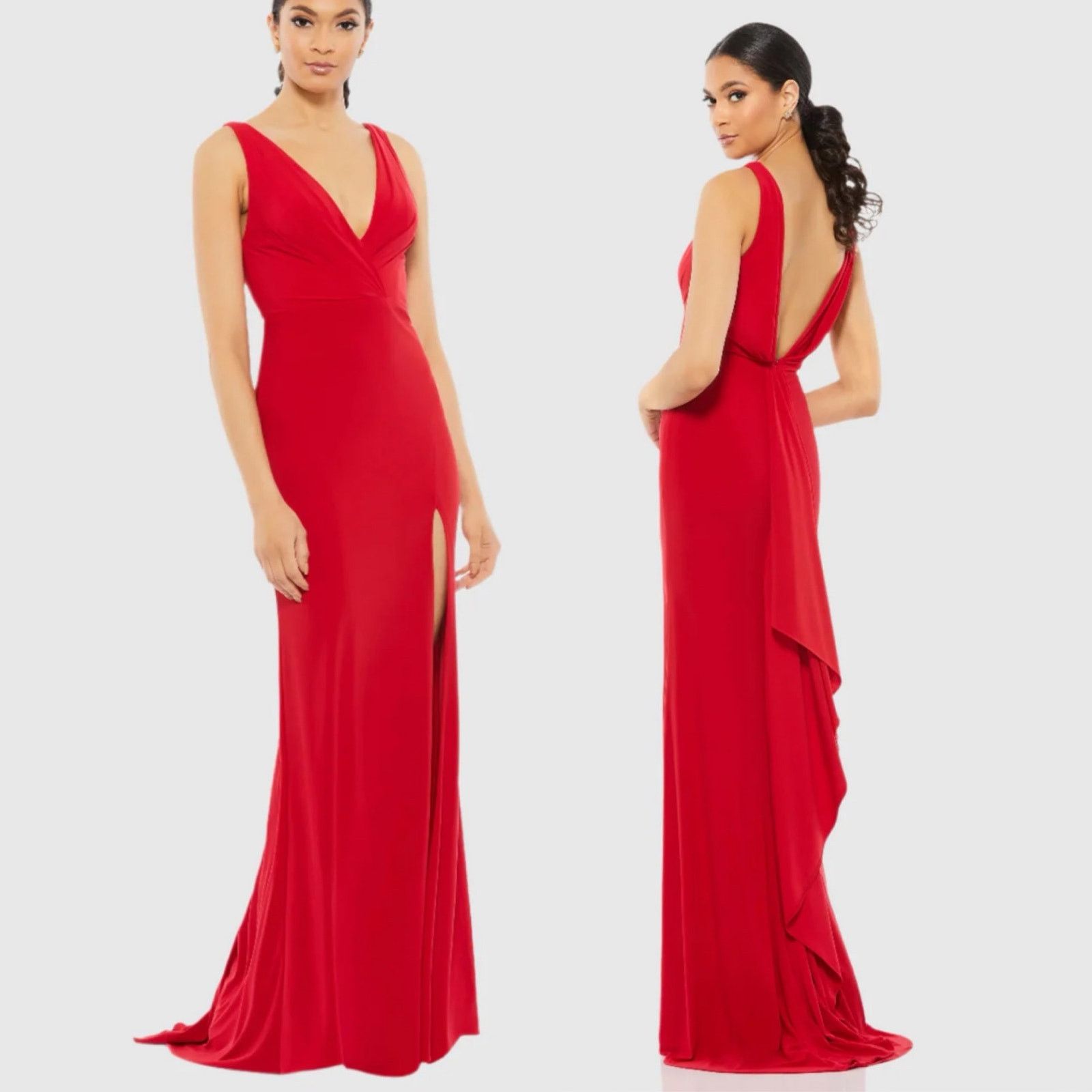 Other NWT Ieena Mac Duggal Sleeveless V Neck Jersey Gown in Red 4 Size S / US 4 / IT 40 - 1 Thumbnail
