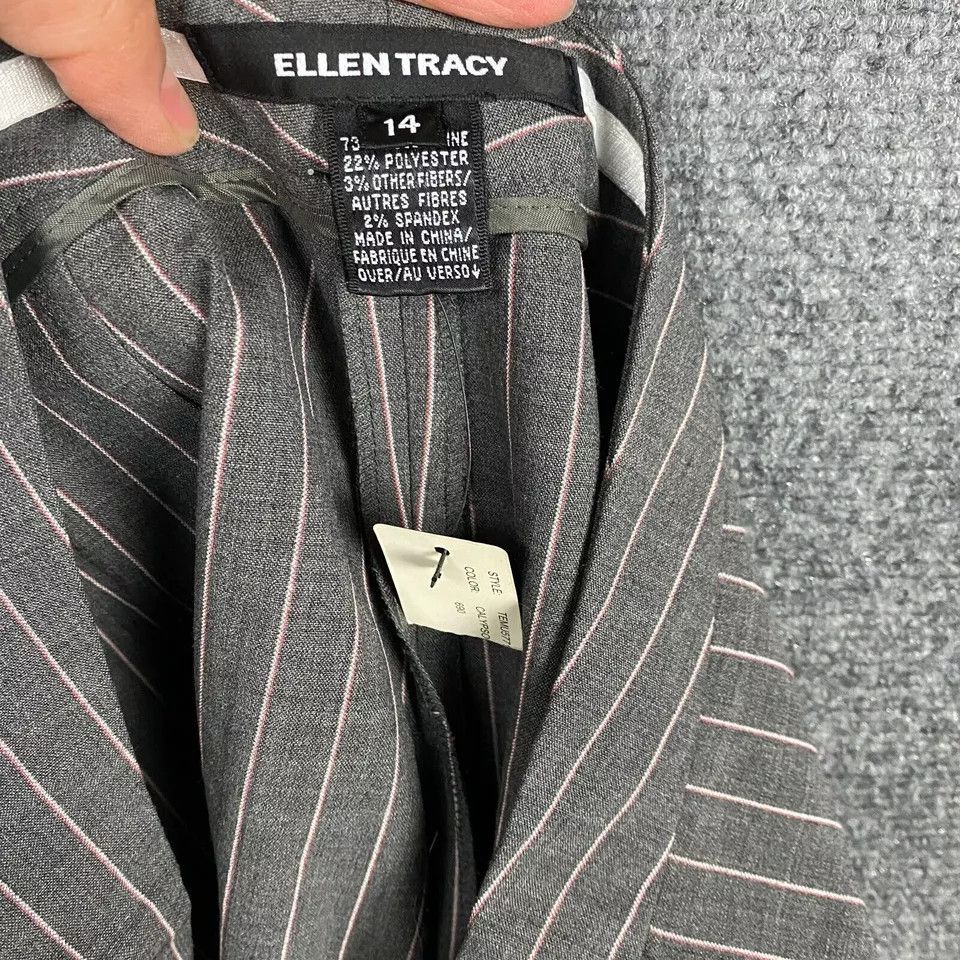 Other Ellen Tracy Trousers Pants Women's 14 NWT Striped Gray Wool Size 34" / US 12 / IT 48 - 8 Thumbnail
