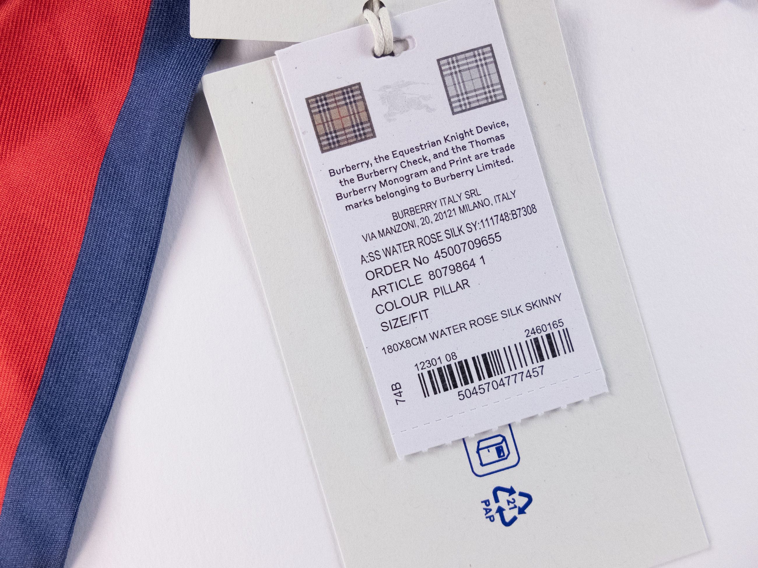Burberry BURBERRY red blue rose logo print reversible silk scarf Size ONE SIZE - 2 Thumbnail