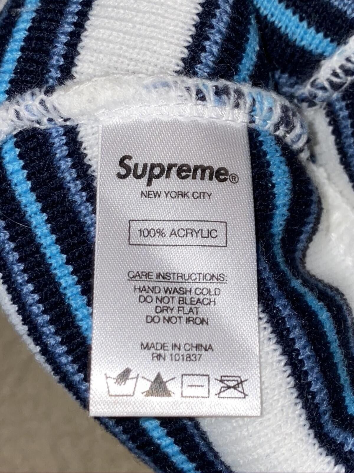 Supreme Supreme Striped Beanie with Alien Logo OSFM Size ONE SIZE - 4 Thumbnail