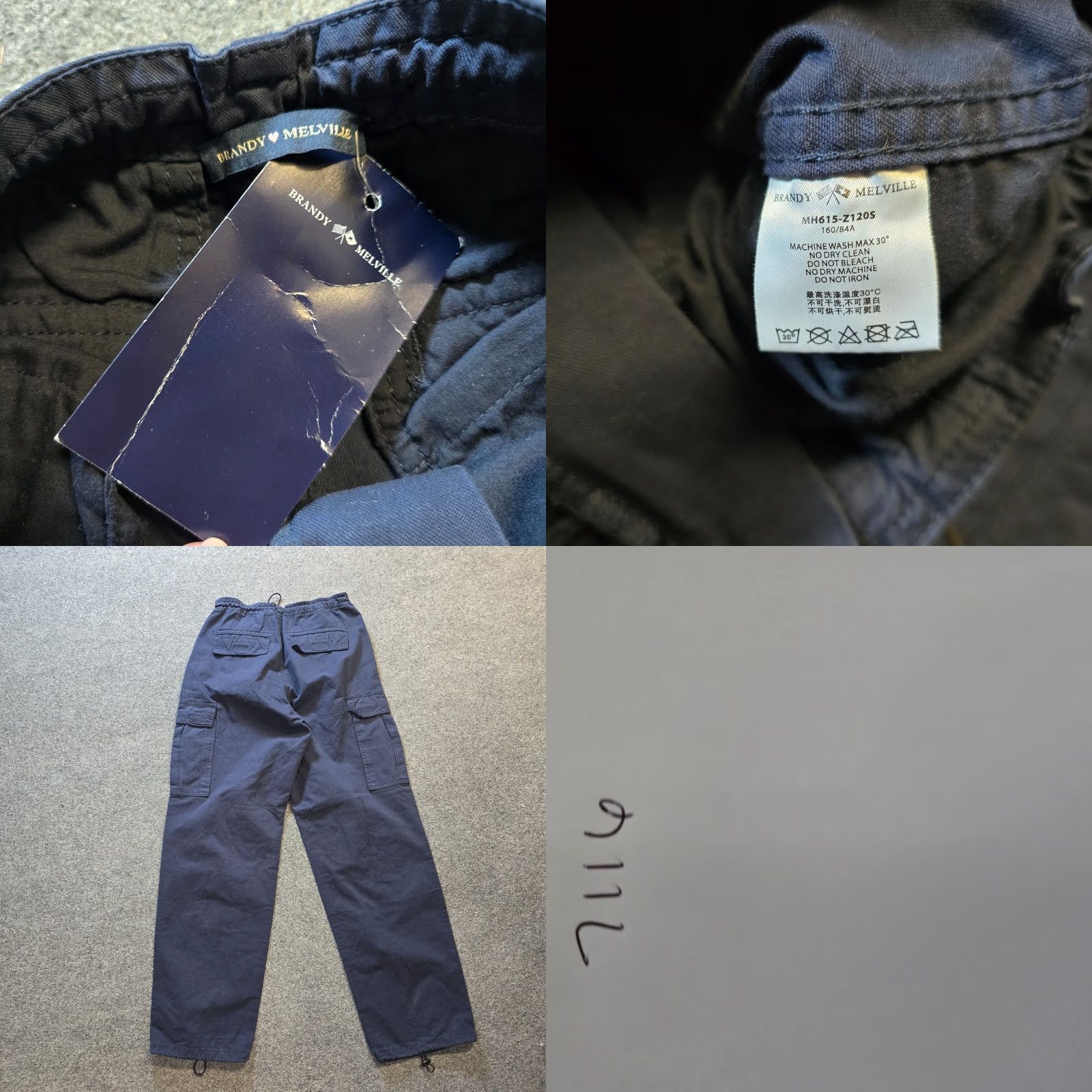 Brandy Melville Brandy Melville Pants Womens One Size Blue Straight Leg Cargo Parachute Casual Size 42" / US 20 - 8 Thumbnail