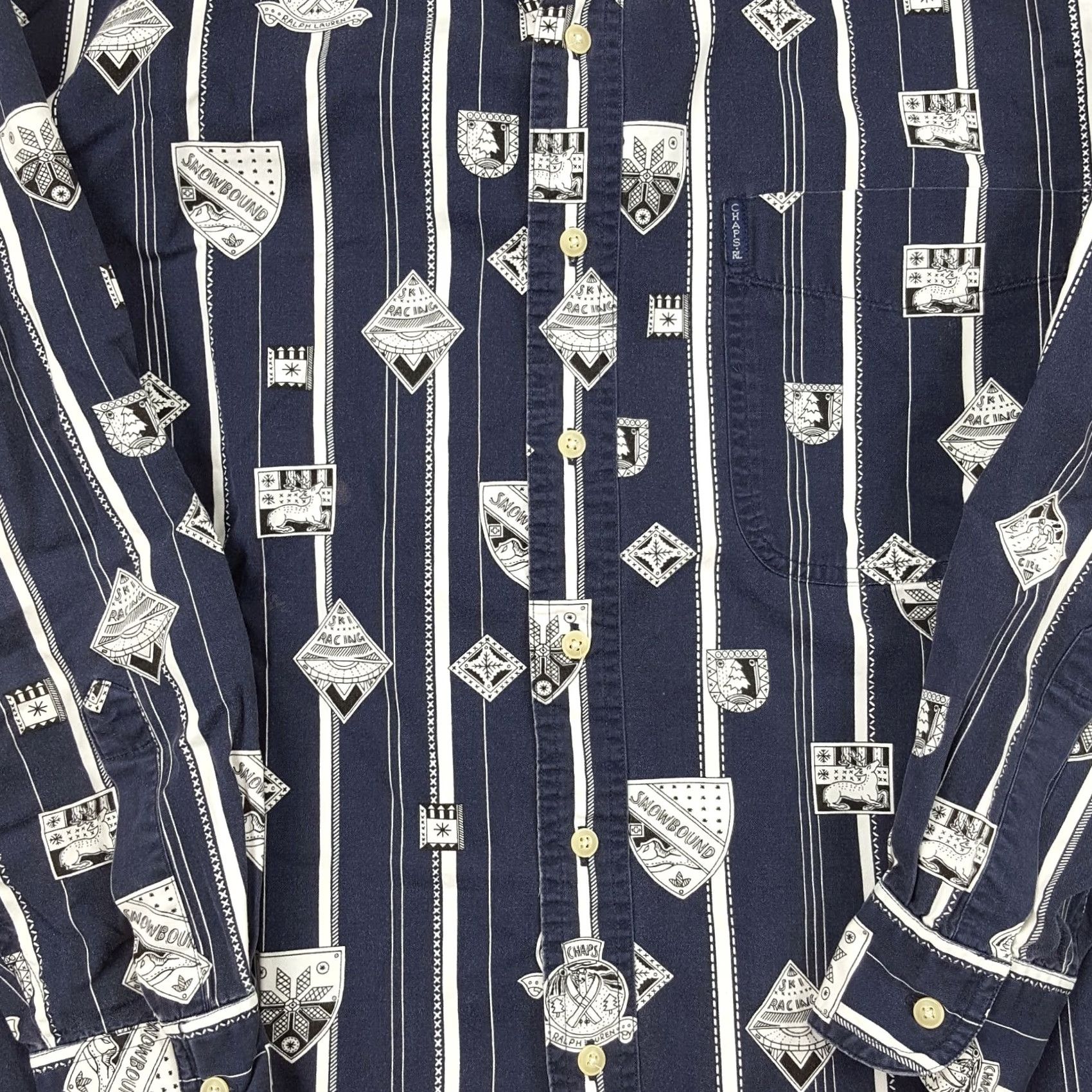 Ralph Lauren VTG Ralph Lauren Chaps Ski Racing Button-Up Shirt Men M Multicolor Striped 90s Retro Outdoor Winter Golf Sports Casual Workwear Mens Size US M / EU 48-50 / 2 - 4 Thumbnail