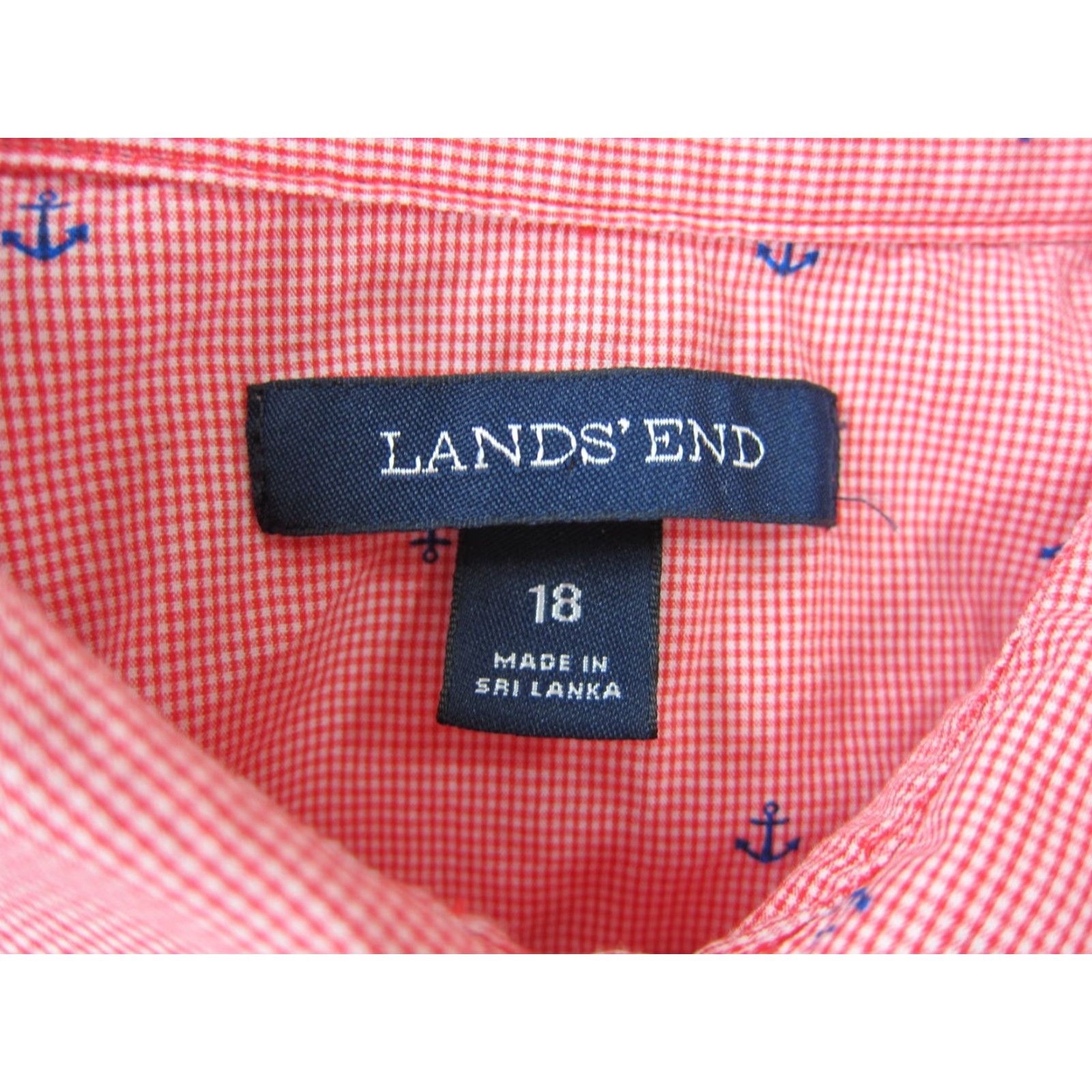 Lands' End Lands' End Pink Plaid Blue Anchor Cotton Collar Button Up Long Sleeve Blouse 18 Size XXL / US 16-18 / IT 52-54 - 3 Thumbnail